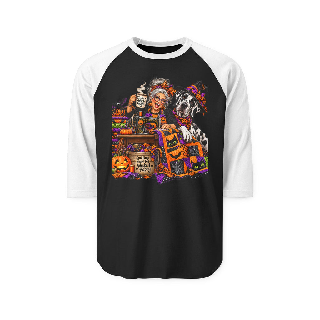 Halloween Witch & Great Dane  Raglan Shirt — Spooky Candy Shop Design