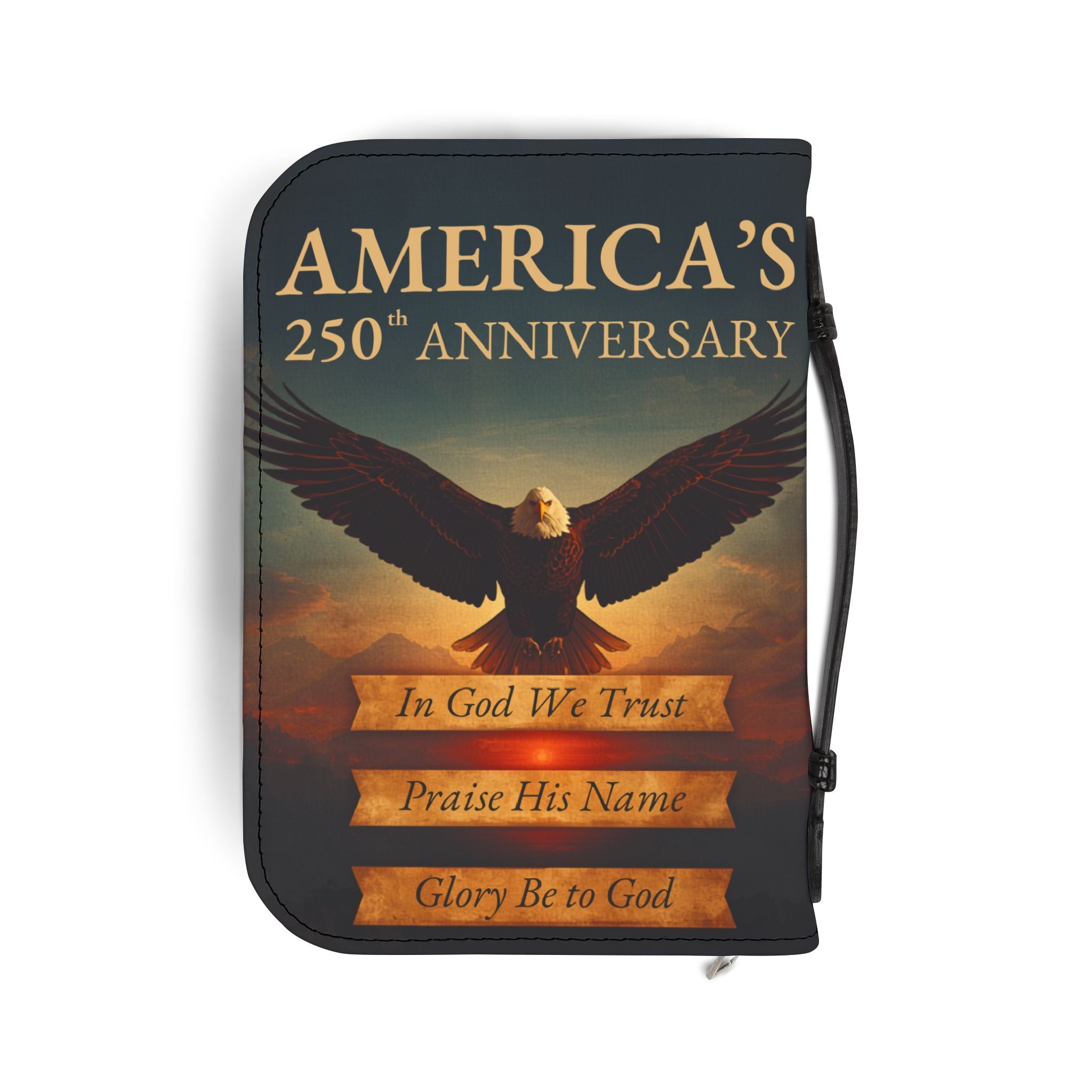Bible Cover — "In God We Trust" Patriotic 250th Anniversary Zippered Bible Case