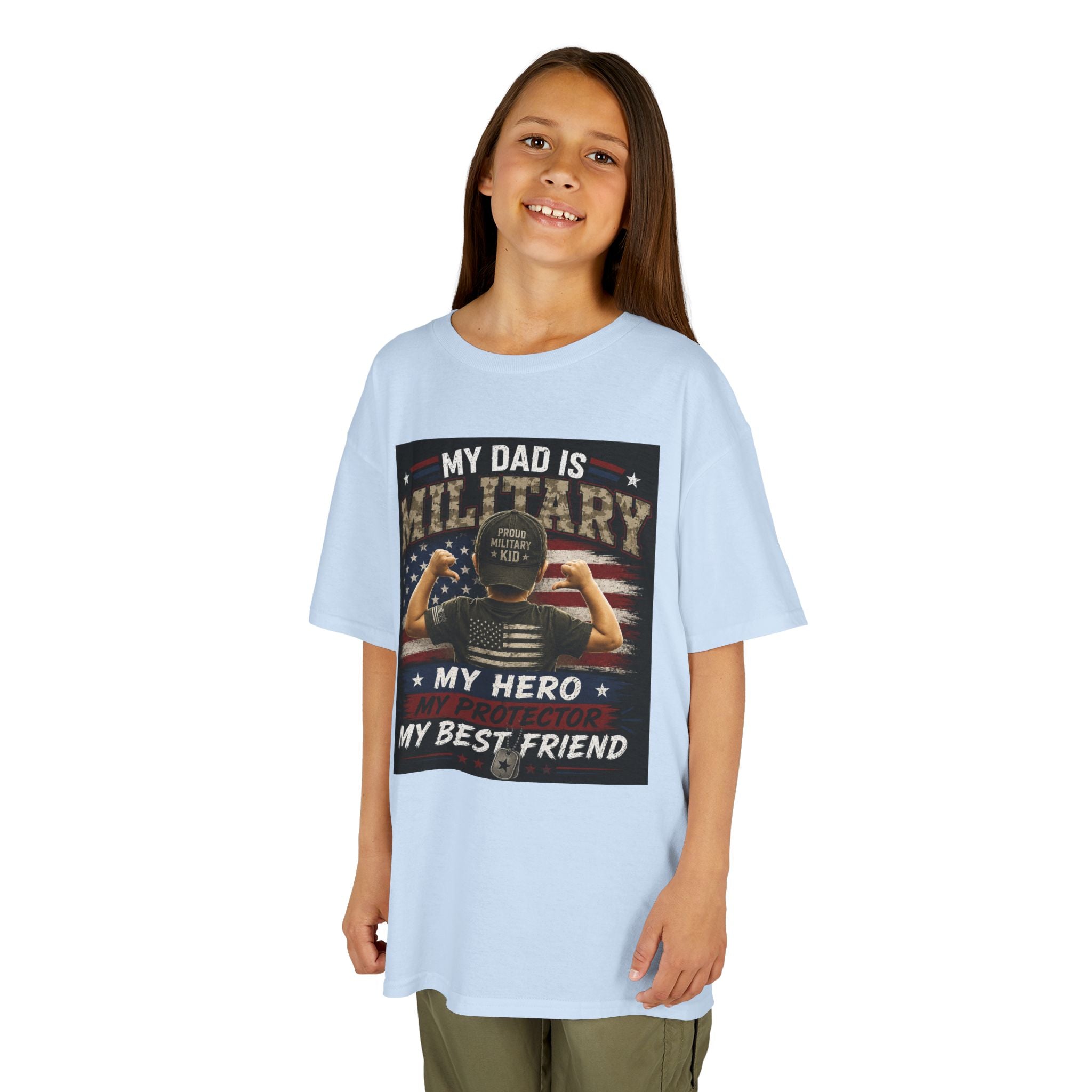 Kids Tee — "My Dad Is Military" Patriotic Hero Shirt