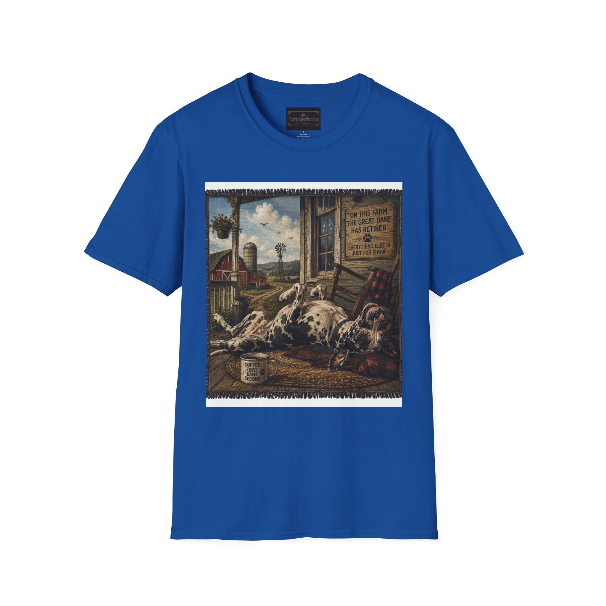 Great Dane Sleeping   Farmhouse Art T‑Shirt