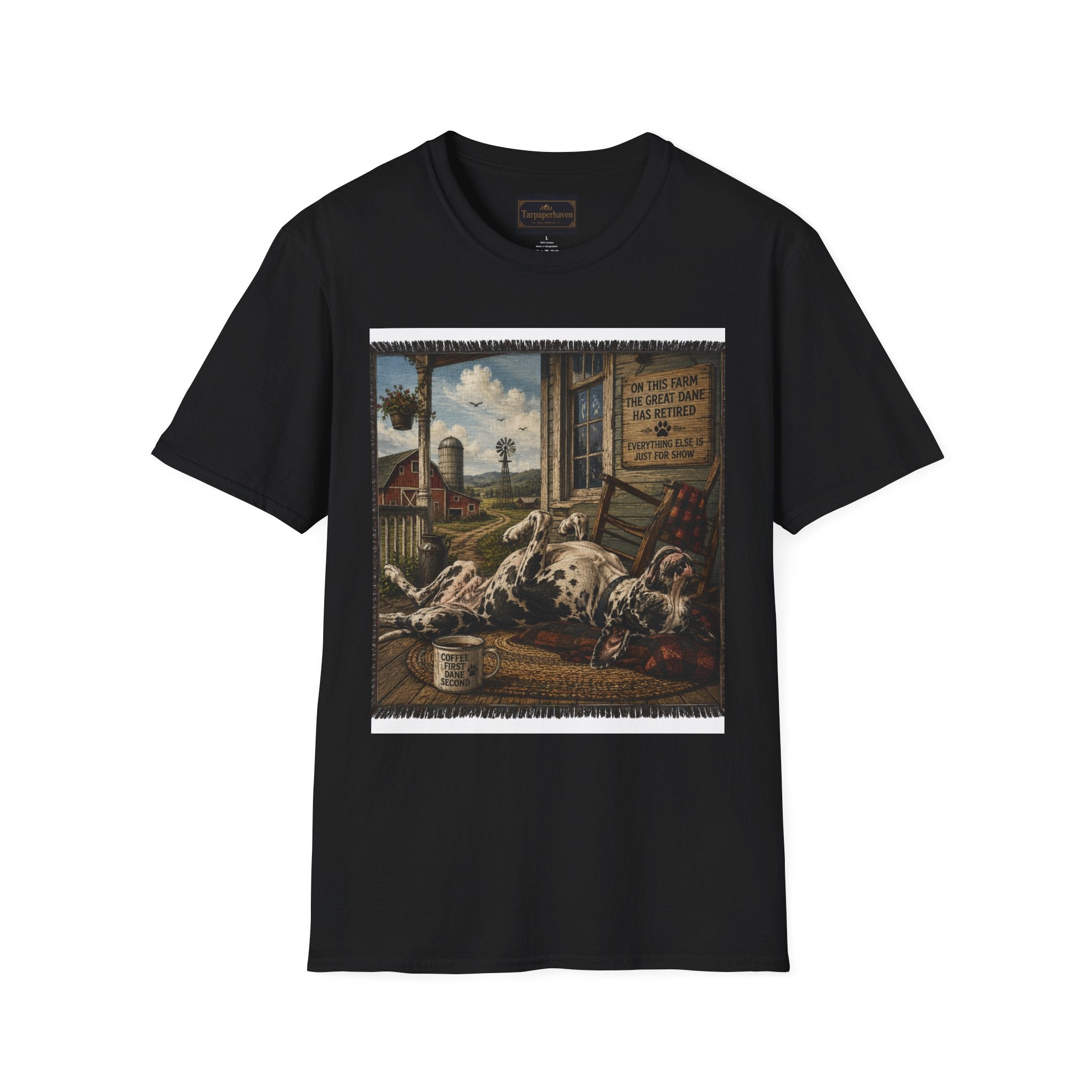 Great Dane Sleeping   Farmhouse Art T‑Shirt
