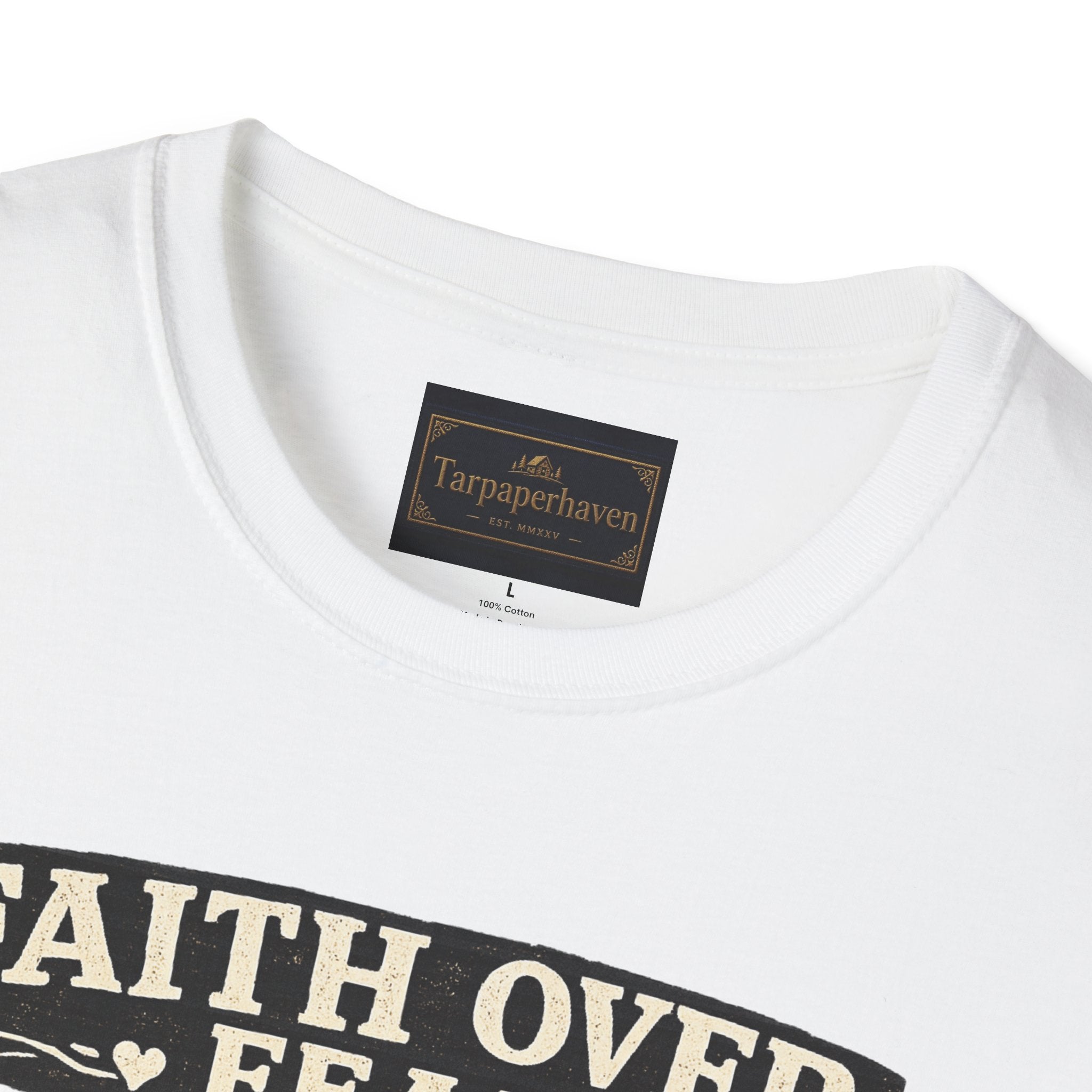 Faith Over Fear Quilting T‑Shirt — Chicken & Sewing Machine Graphic
