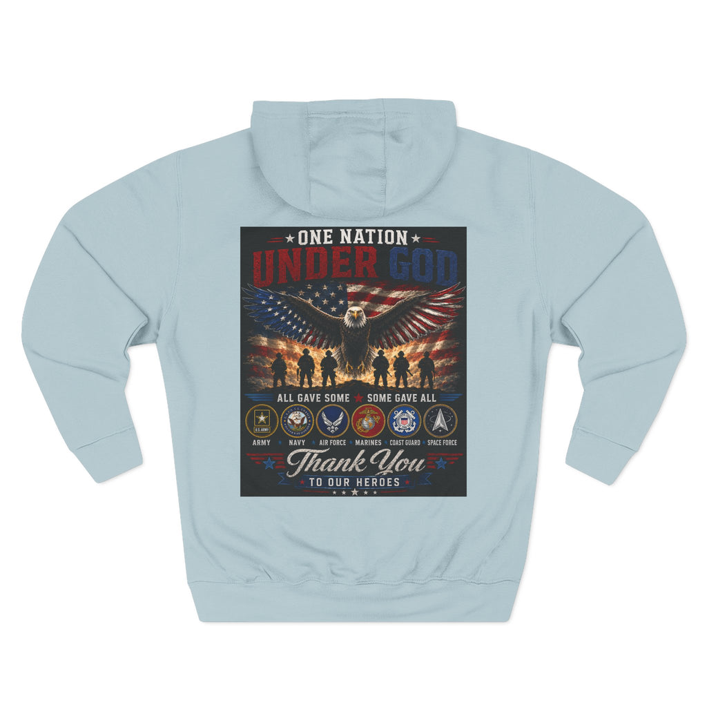 Military Tribute Hoodie — "One Nation Under God" Patriotic Fleece