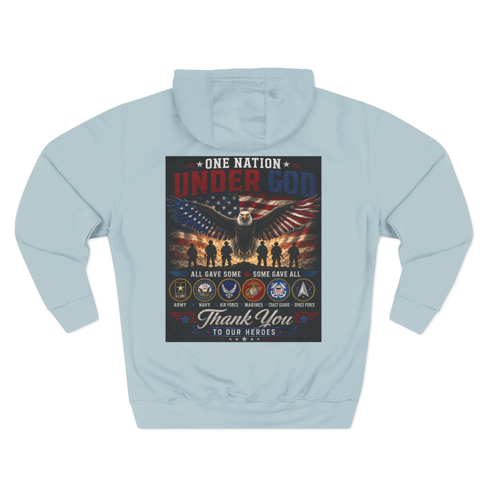 Military Tribute Hoodie — "One Nation Under God" Patriotic Fleece