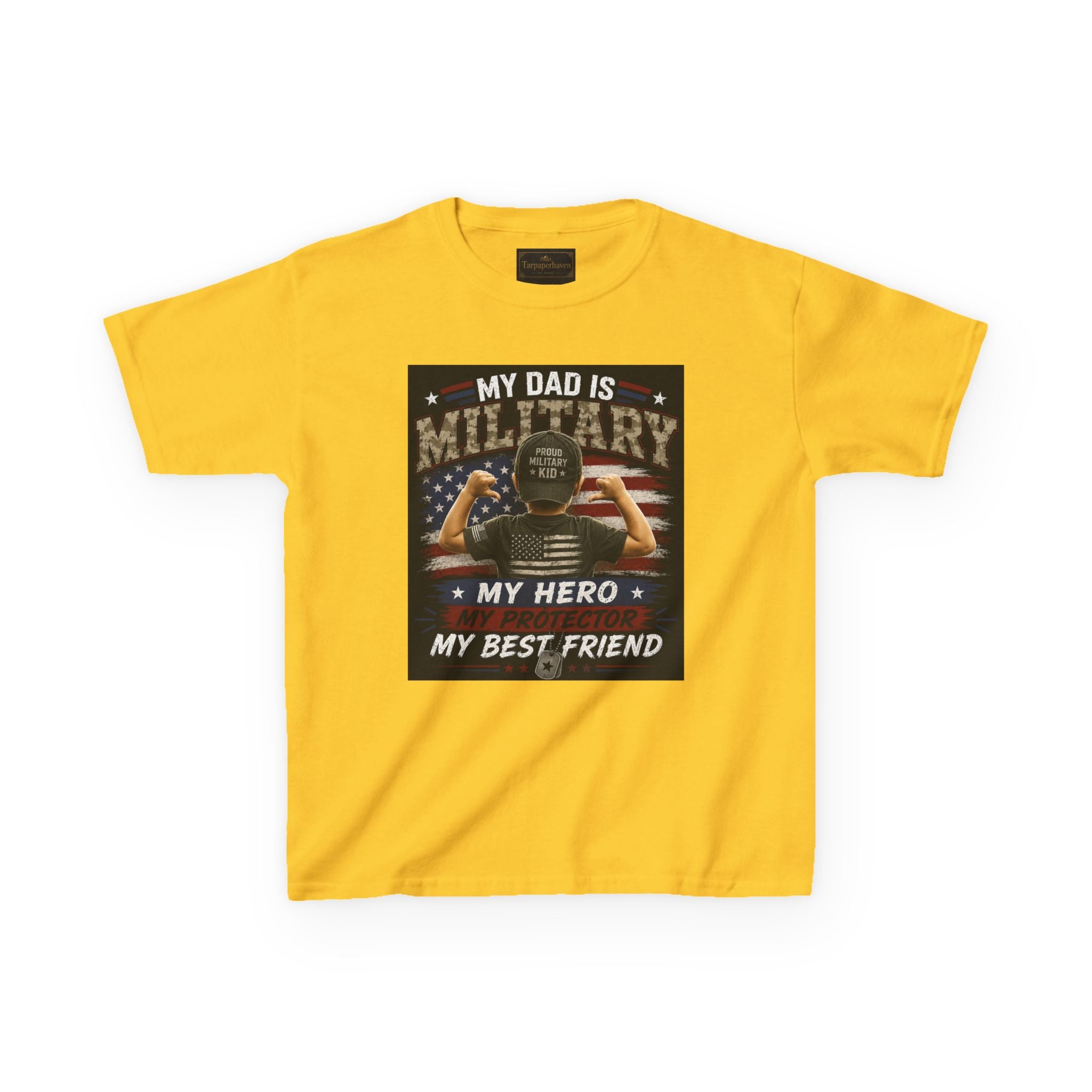 Kids Tee — "My Dad Is Military" Patriotic Hero Shirt