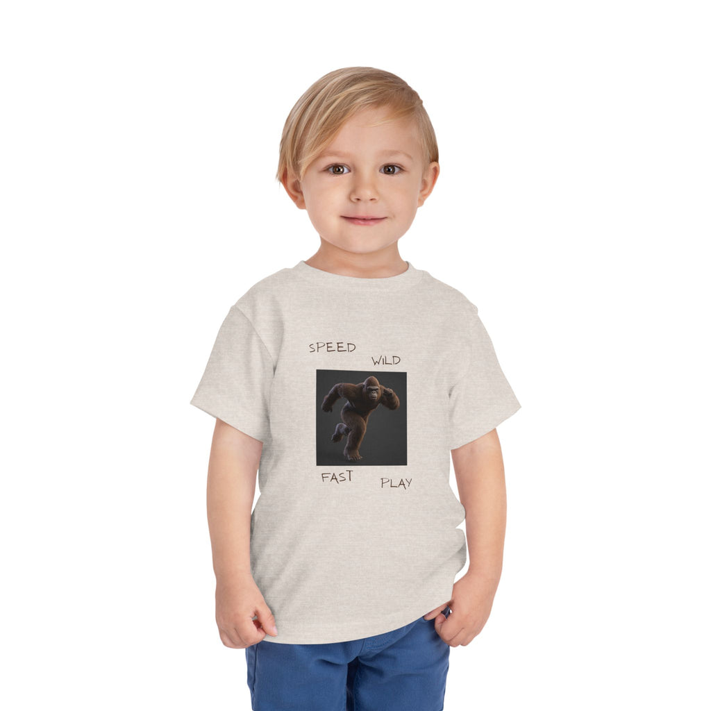 Toddler Tee — 'Speed Wild Fast Play' Running SasquatchGraphic