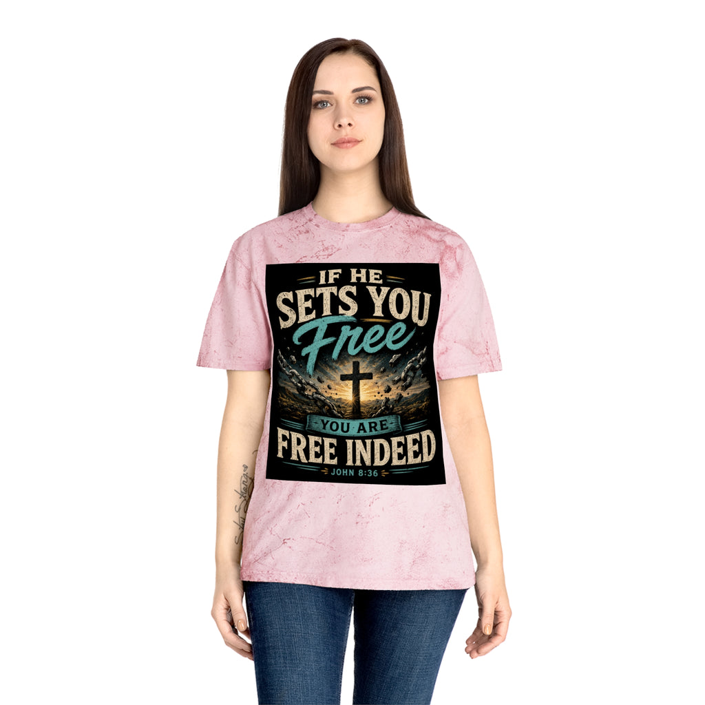 Christian Freedom Tee — "If He Sets You Free" Scripture T-Shirt