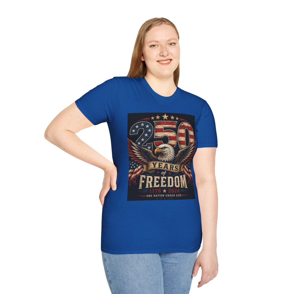 Patriotic 250 Years Freedom T-Shirt — American Flag Eagle Anniversary Tee