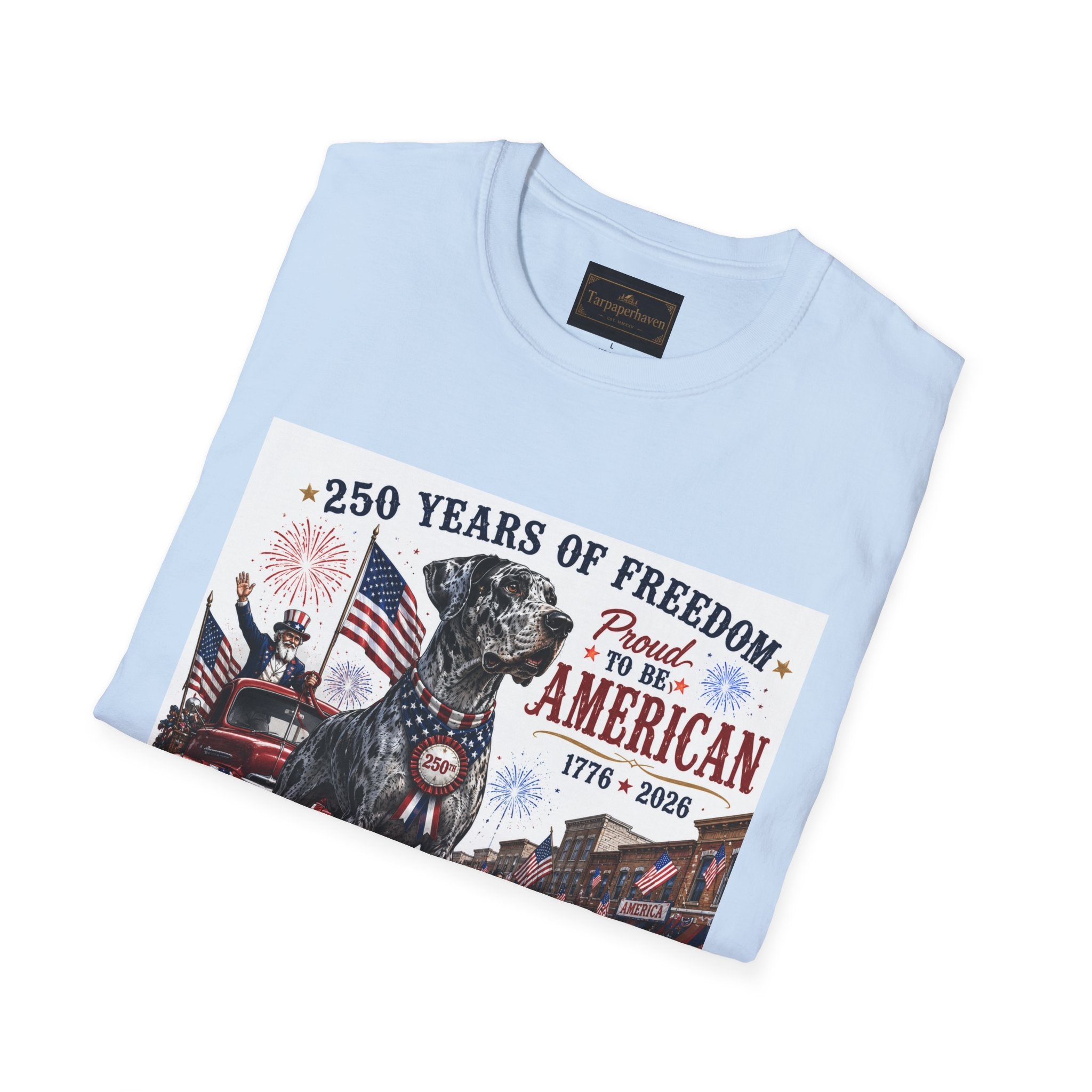 250th Great Dane T-Shirt — 1776–2026 Patriotic Tee