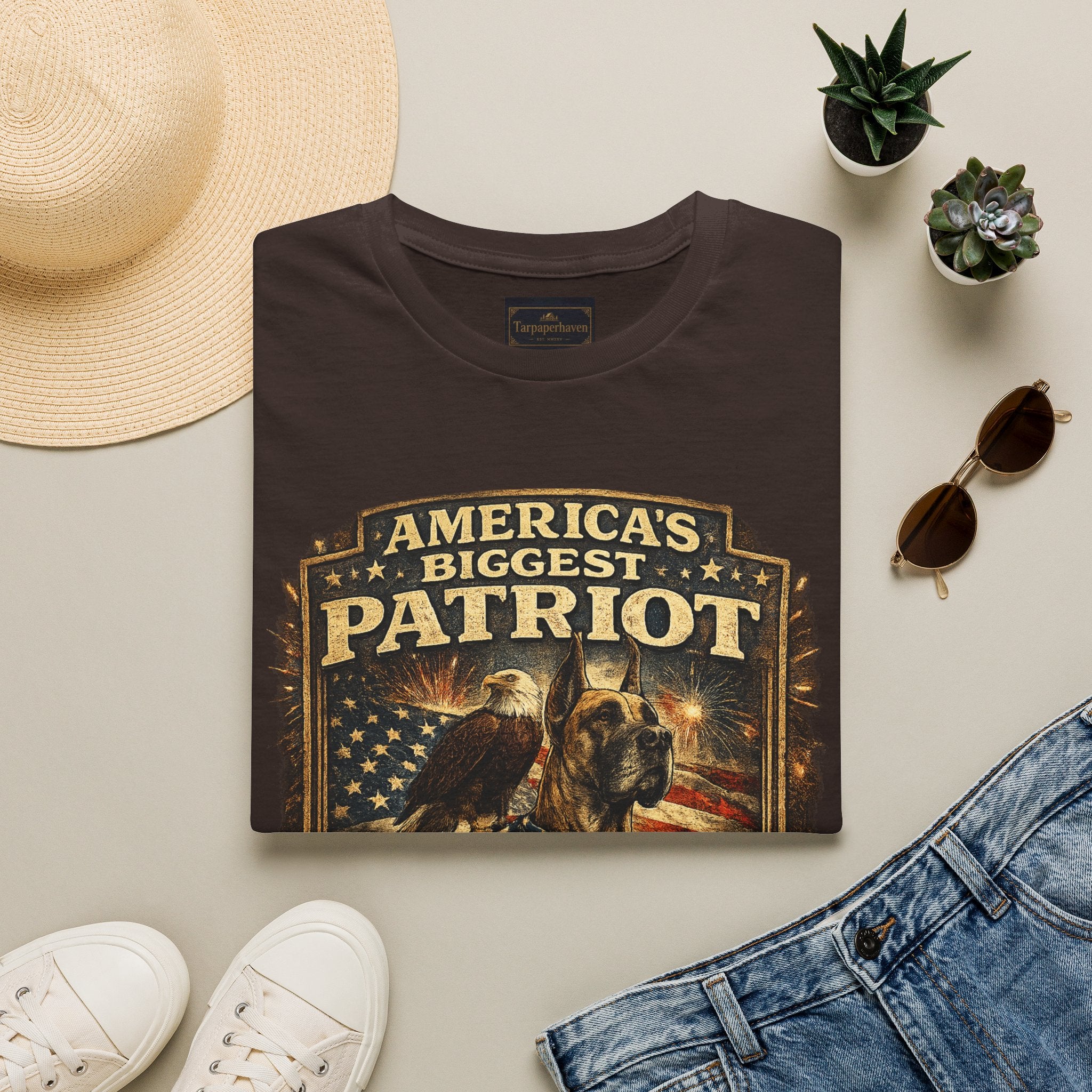 Patriot T-Shirt — Great Dane 1776–2026 Vintage Eagle Flag Tee