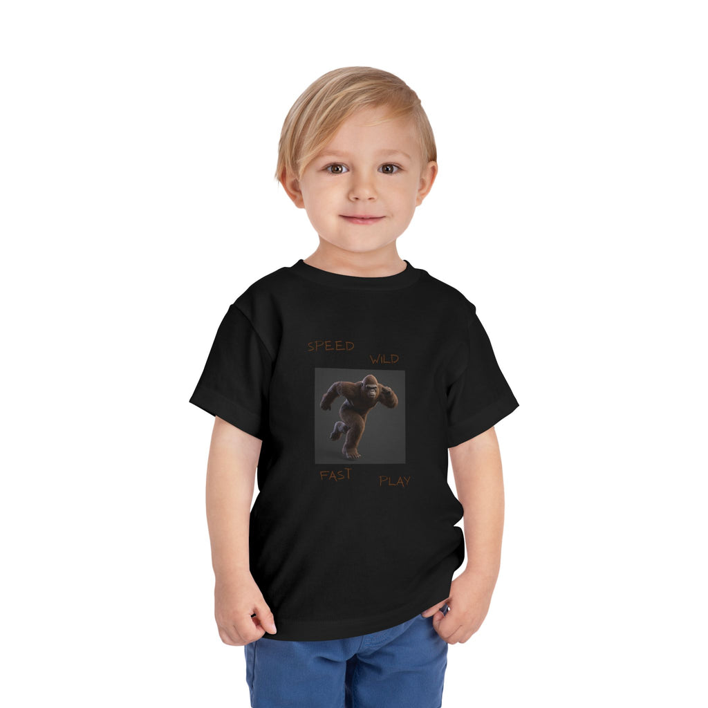 Toddler Tee — 'Speed Wild Fast Play' Running SasquatchGraphic