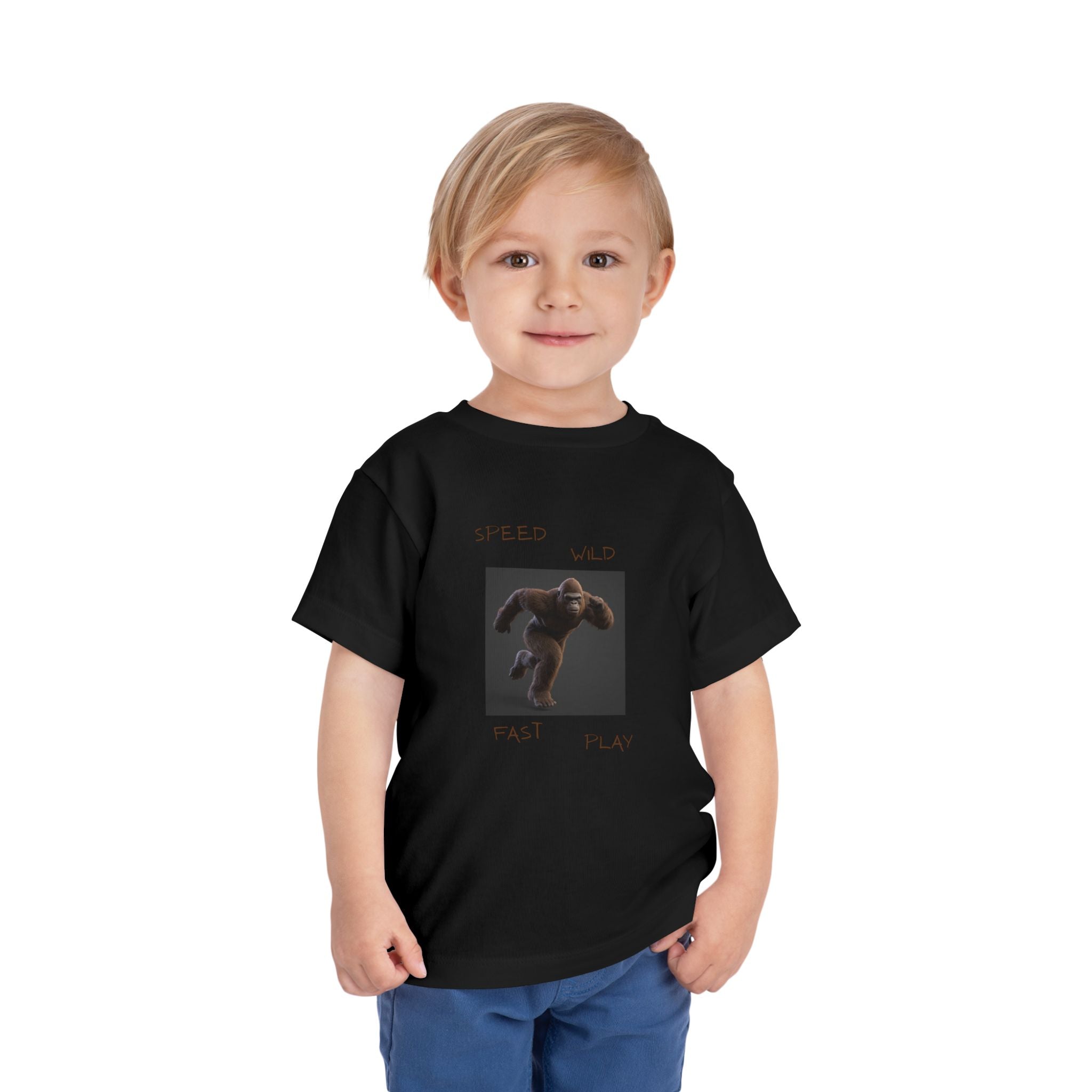 Toddler Tee — 'Speed Wild Fast Play' Running SasquatchGraphic