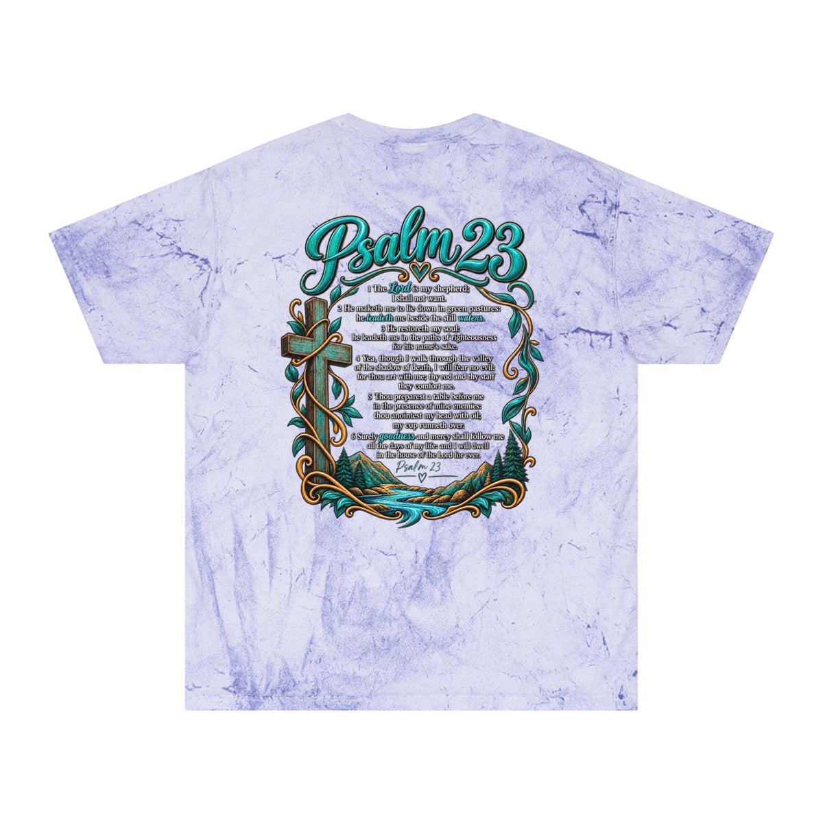 Psalm 23 Tie-Dye T-Shirt — Vintage Scripture Tee with Psalm 23 Verse