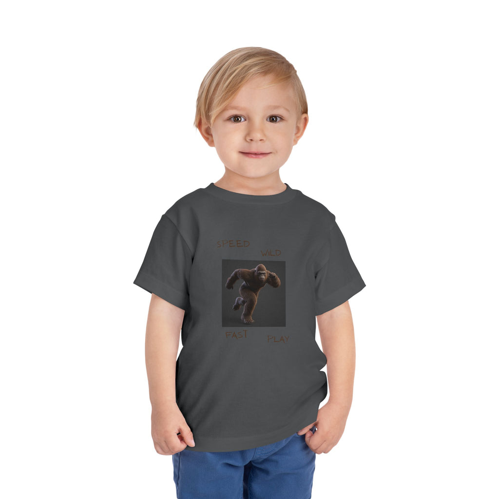 Toddler Tee — 'Speed Wild Fast Play' Running SasquatchGraphic