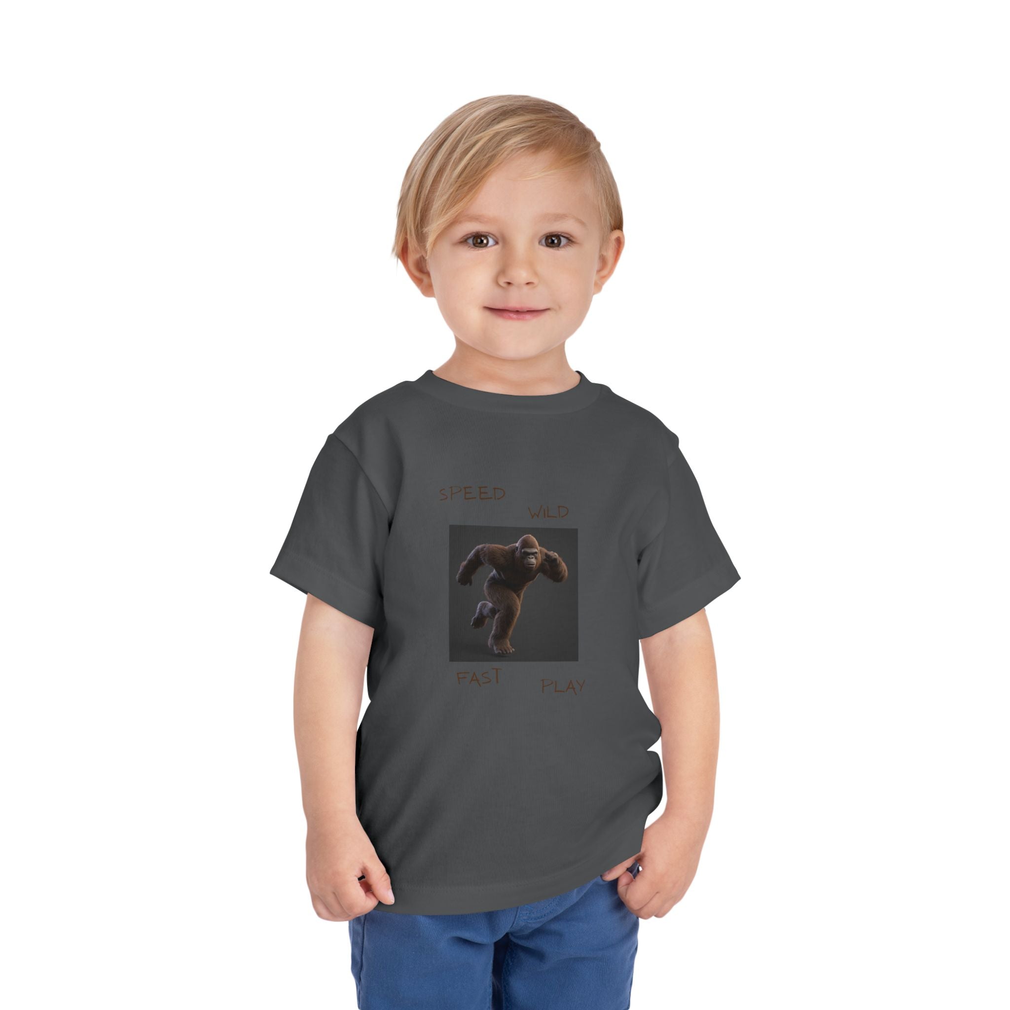 Toddler Tee — 'Speed Wild Fast Play' Running SasquatchGraphic