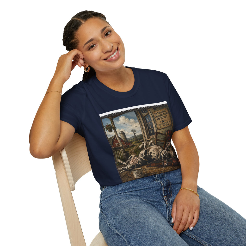 Great Dane Sleeping   Farmhouse Art T‑Shirt