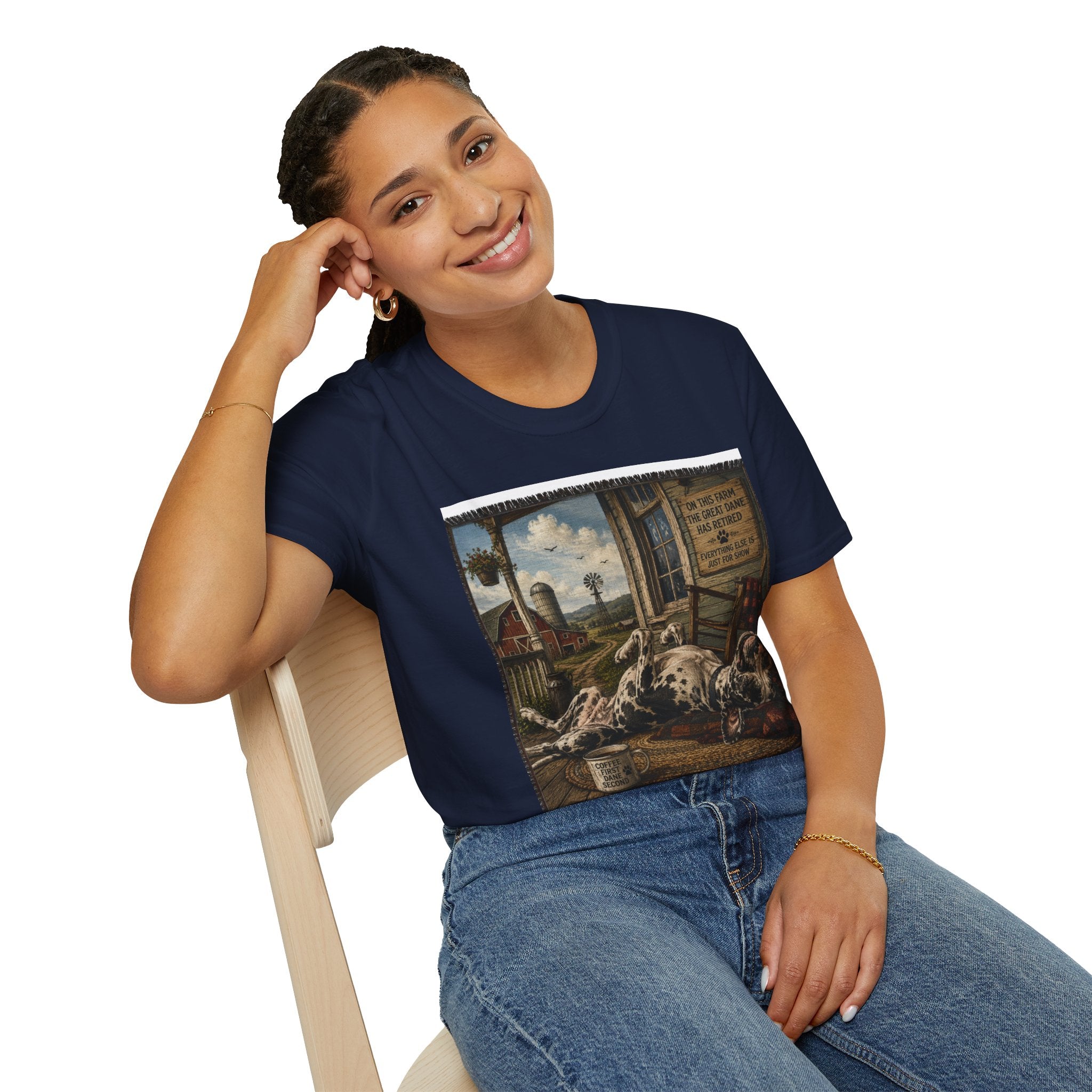 Great Dane Sleeping   Farmhouse Art T‑Shirt