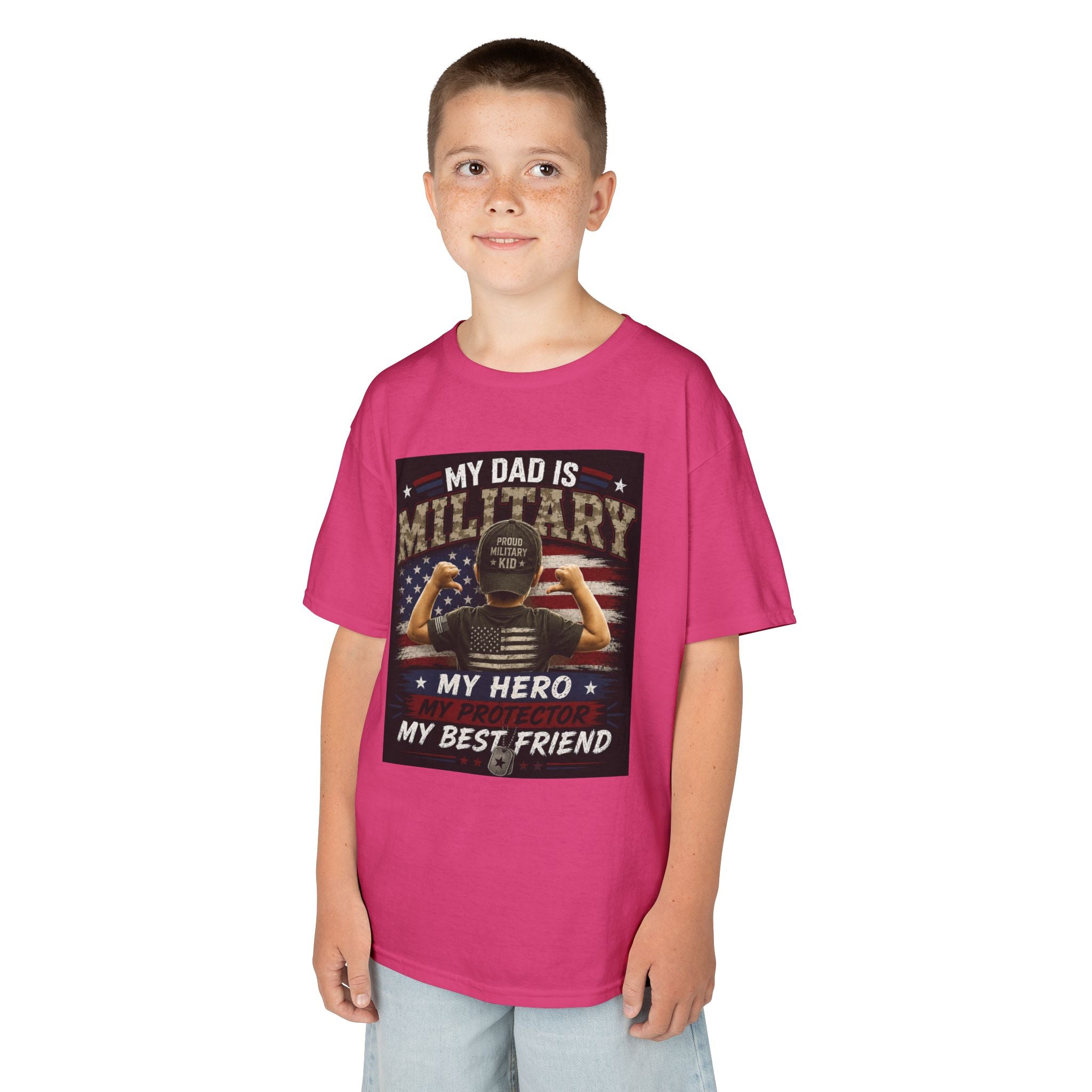 Kids Tee — "My Dad Is Military" Patriotic Hero Shirt