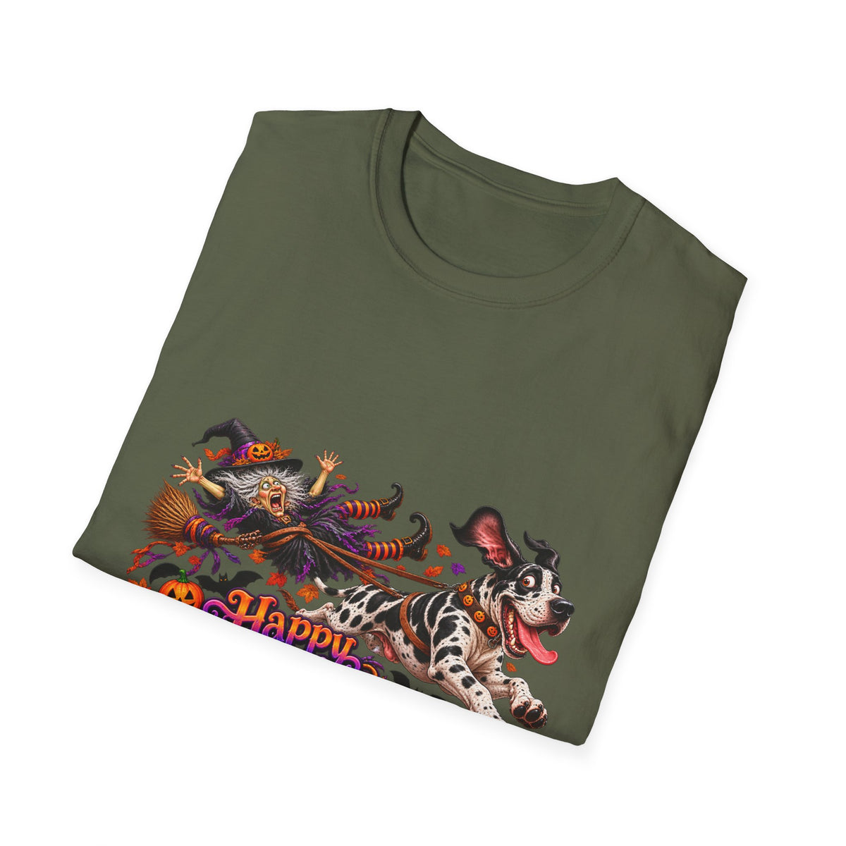Halloween Dog T-Shirt — Great Dane with Pumpkin Candy Pail