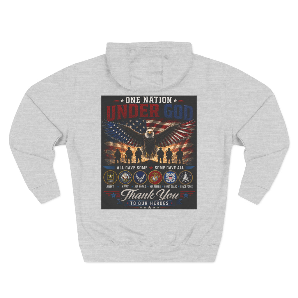 Military Tribute Hoodie — "One Nation Under God" Patriotic Fleece