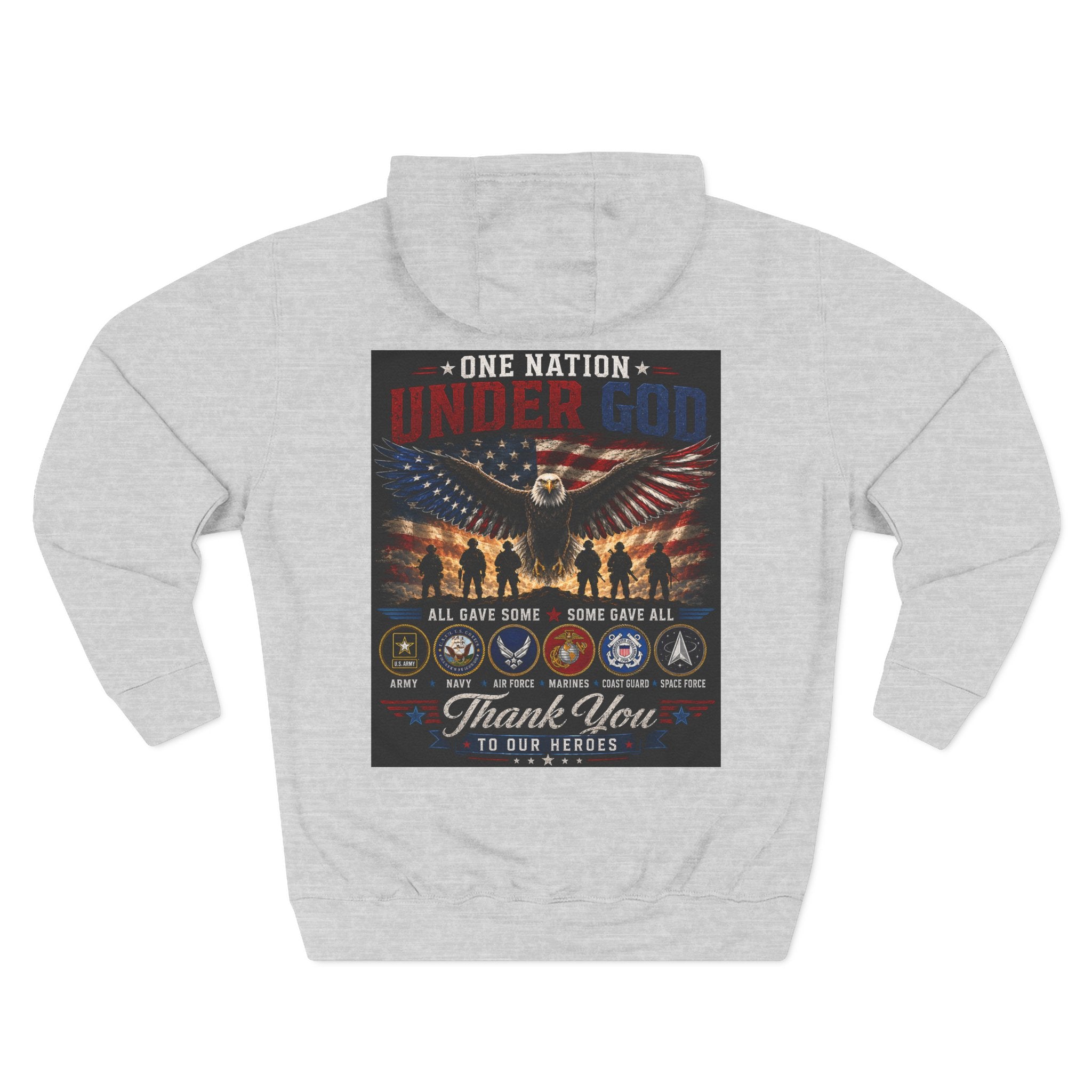 Military Tribute Hoodie — "One Nation Under God" Patriotic Fleece