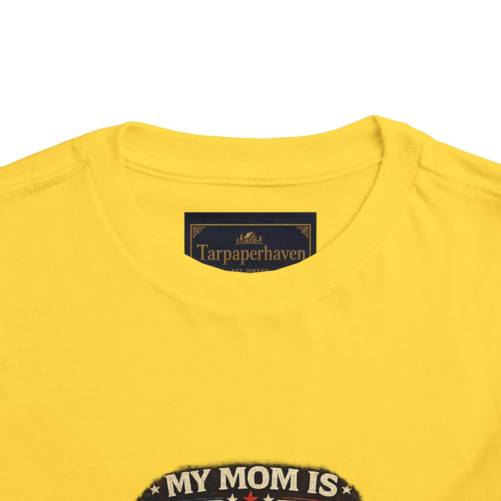 Toddler Tee "My Mom is Military - Strong Beautiful Hero" | Patriotic Kids Shirt