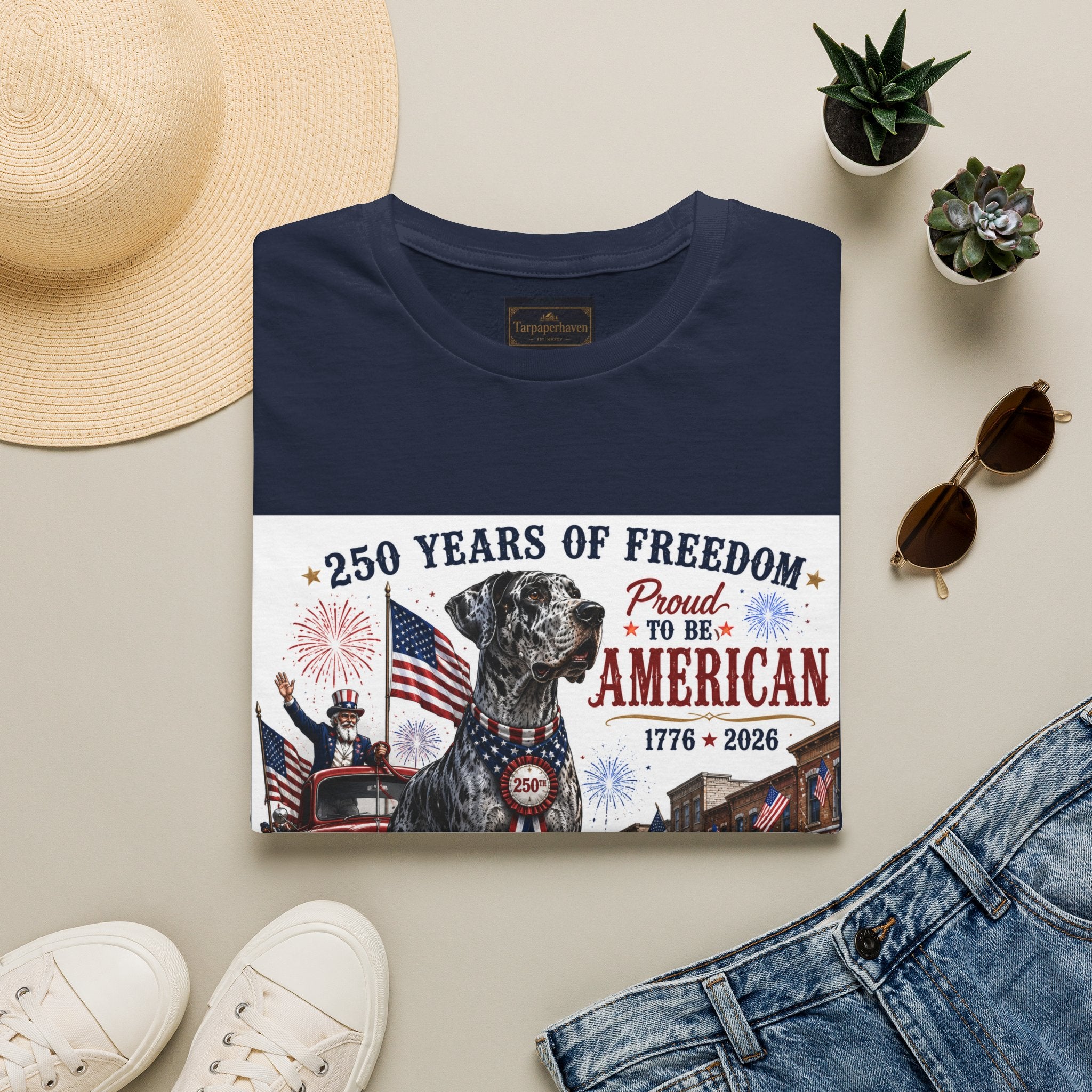 250th Great Dane T-Shirt — 1776–2026 Patriotic Tee