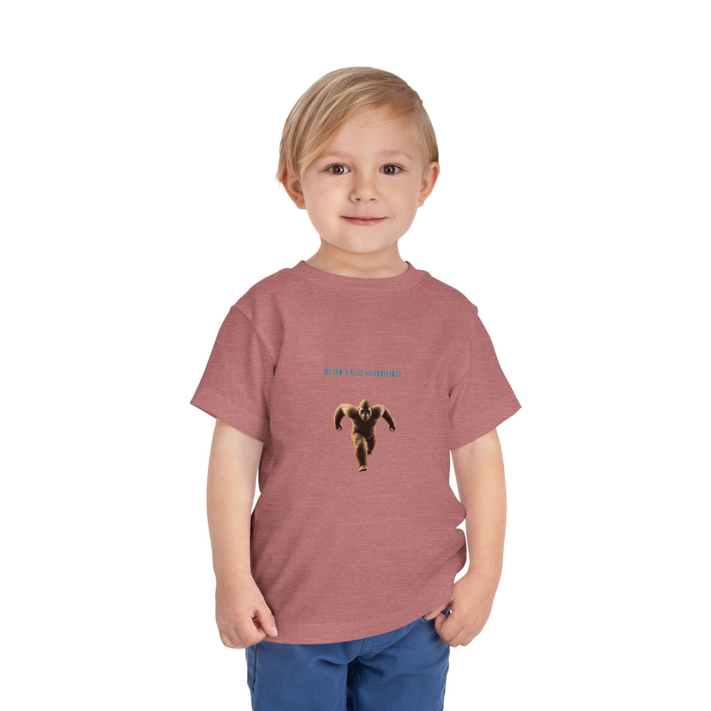 Toddler Tee with Running Sasquatch Print — Kids Shirt