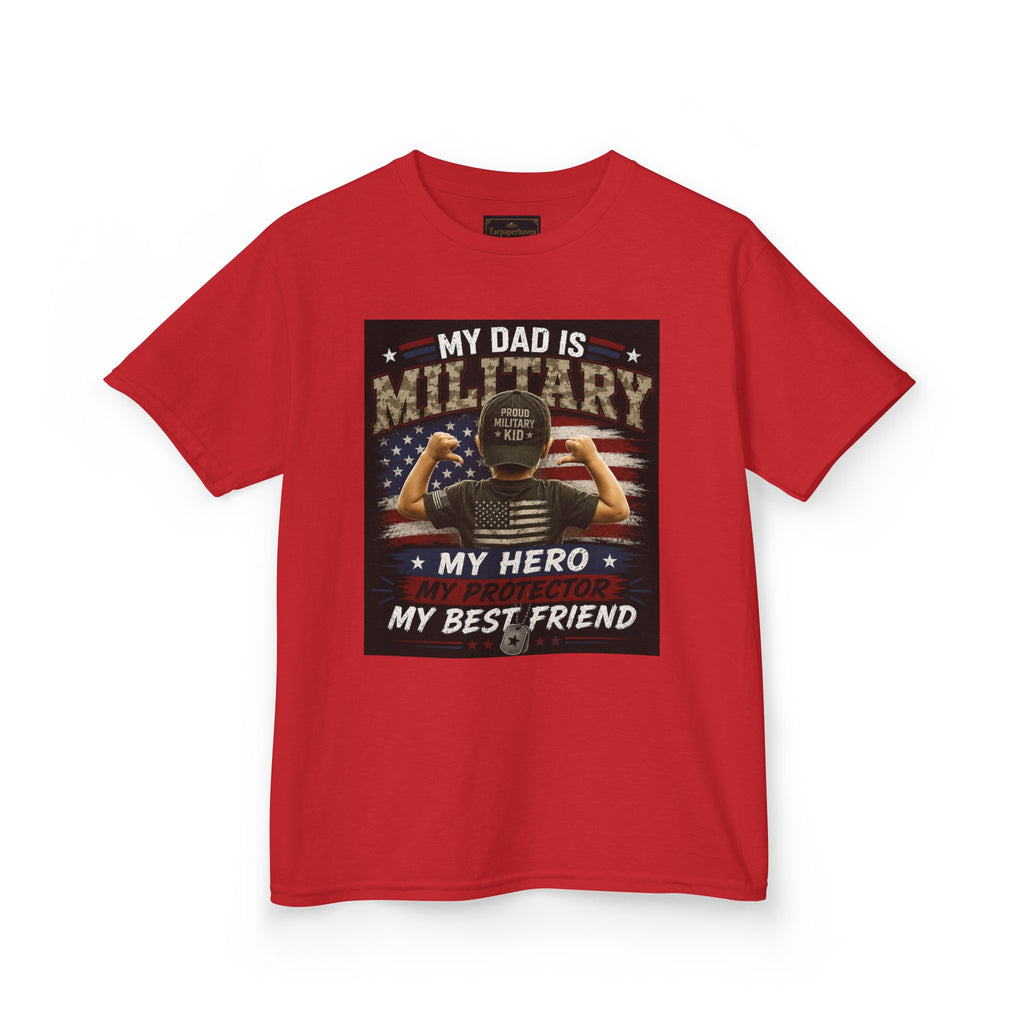 Kids Tee — "My Dad Is Military" Patriotic Hero Shirt