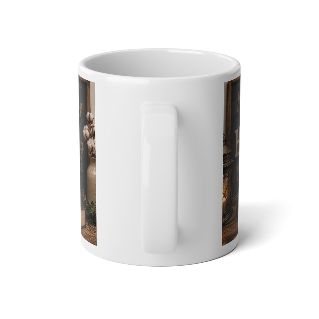 20oz Jumbo Mug — Rustic Faith Quote Coffee Cup (‘If He brings you to it He will bring you through it’)