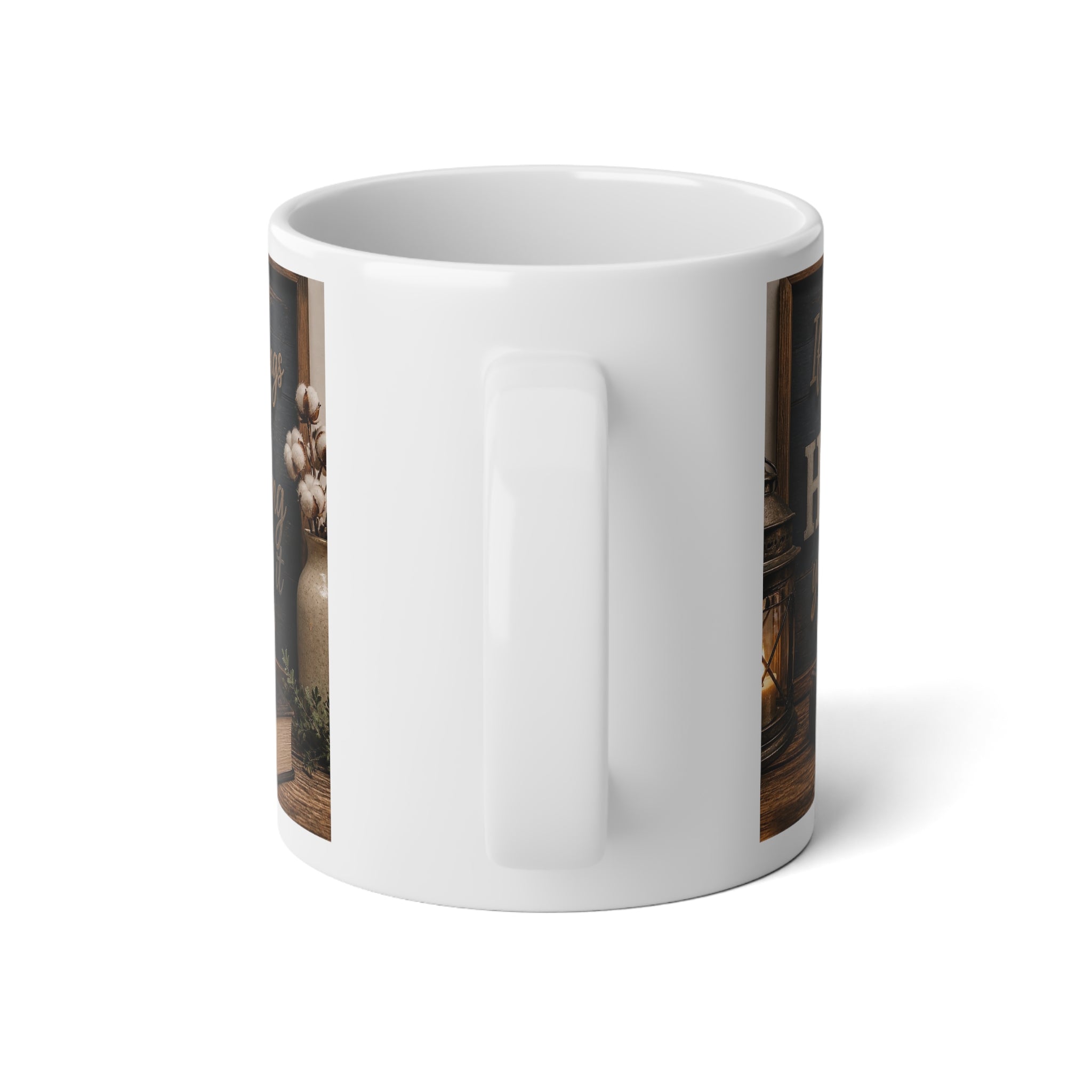 20oz Jumbo Mug — Rustic Faith Quote Coffee Cup (‘If He brings you to it He will bring you through it’)