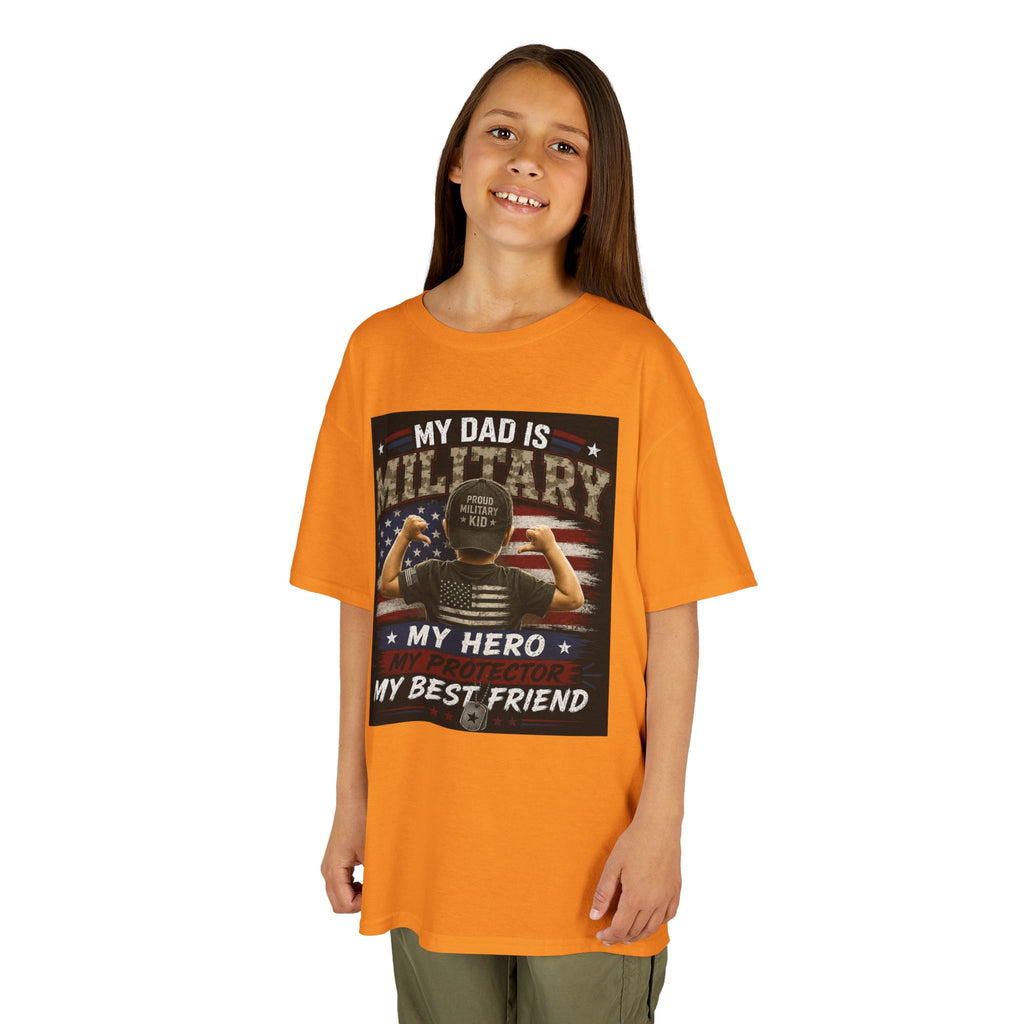 Kids Tee — "My Dad Is Military" Patriotic Hero Shirt