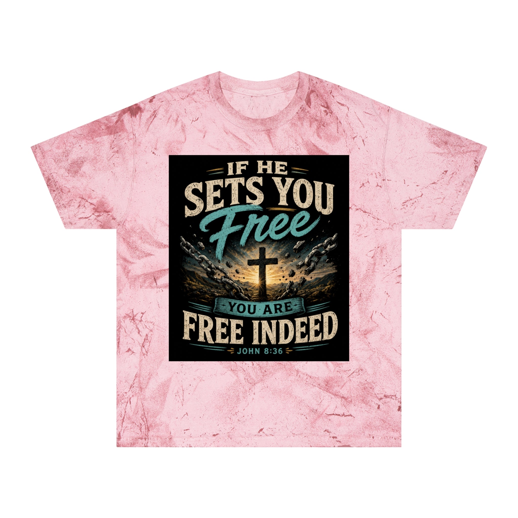Christian Freedom Tee — "If He Sets You Free" Scripture T-Shirt