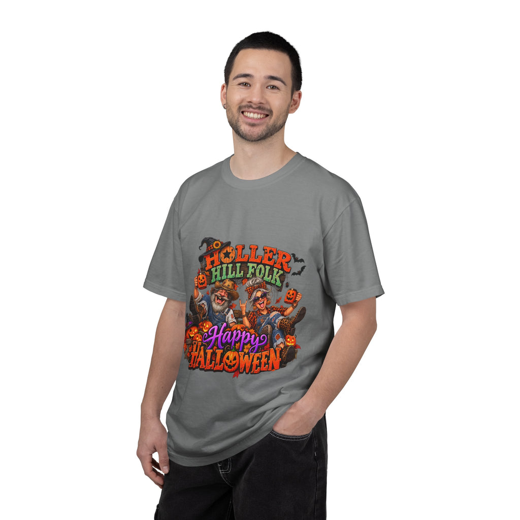Halloween Holler Hill Folk T-Shirt — "Happy Halloween" Vintage Horror Design