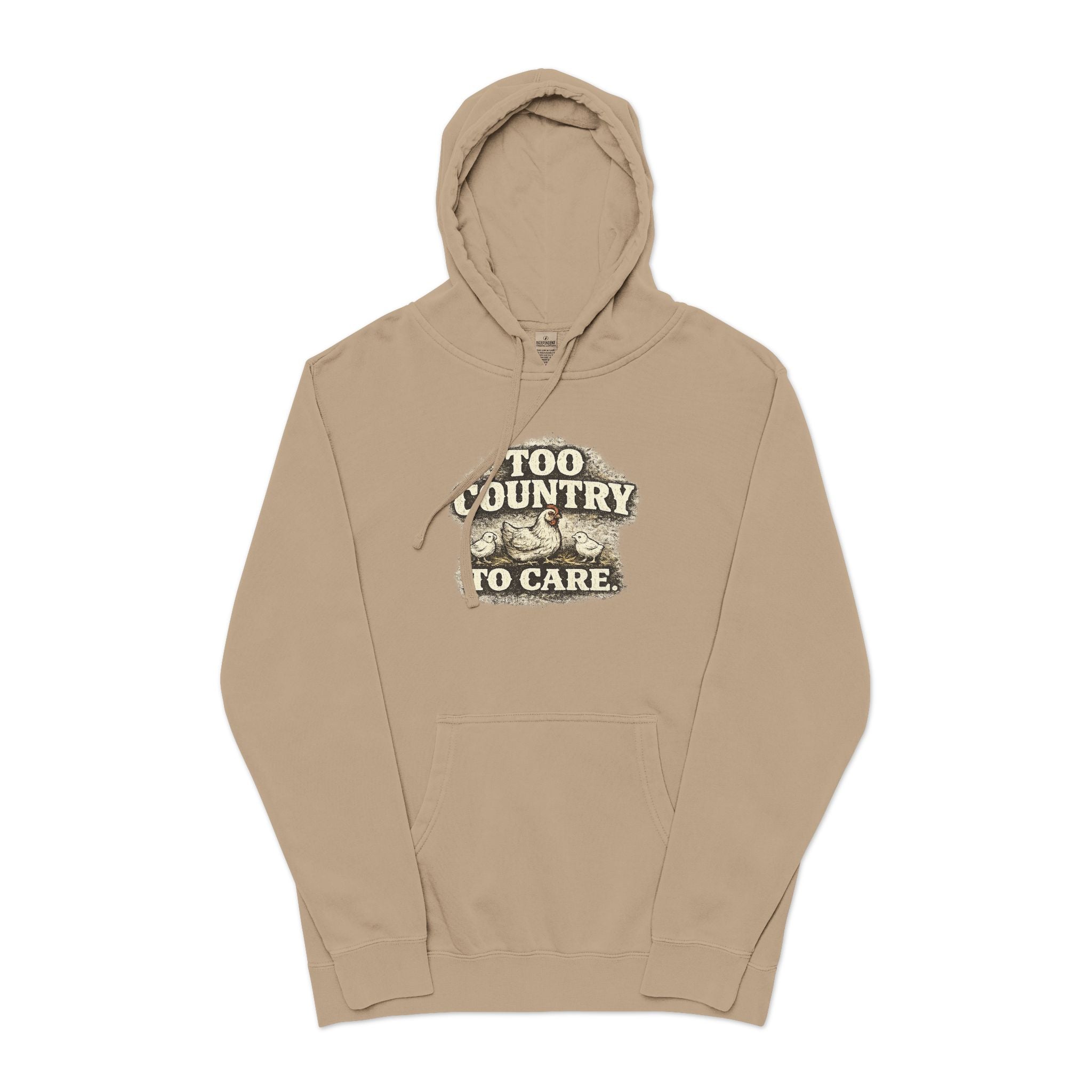 Appalachian Faith Hoodie — "Too Country to Care" Pigment-Dyed Pullover