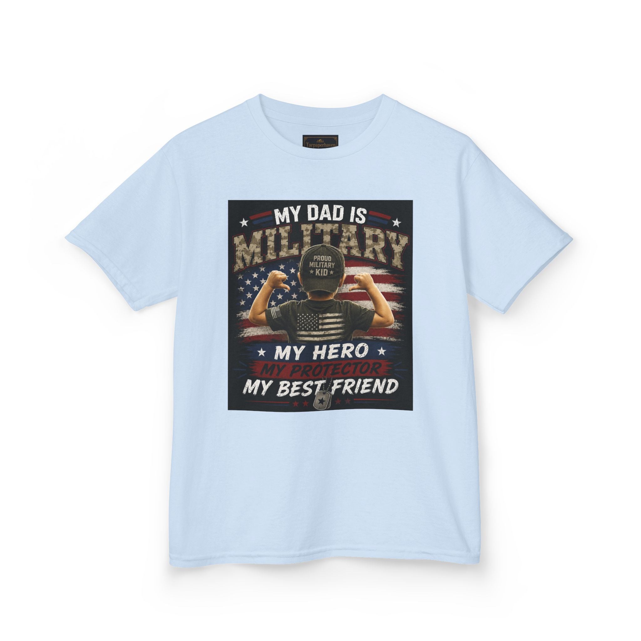 Kids Tee — "My Dad Is Military" Patriotic Hero Shirt