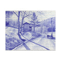 Blue Homestead Landscape Puzzle — Scenic Countryside Jigsaw (110/252/520/1014 pc)