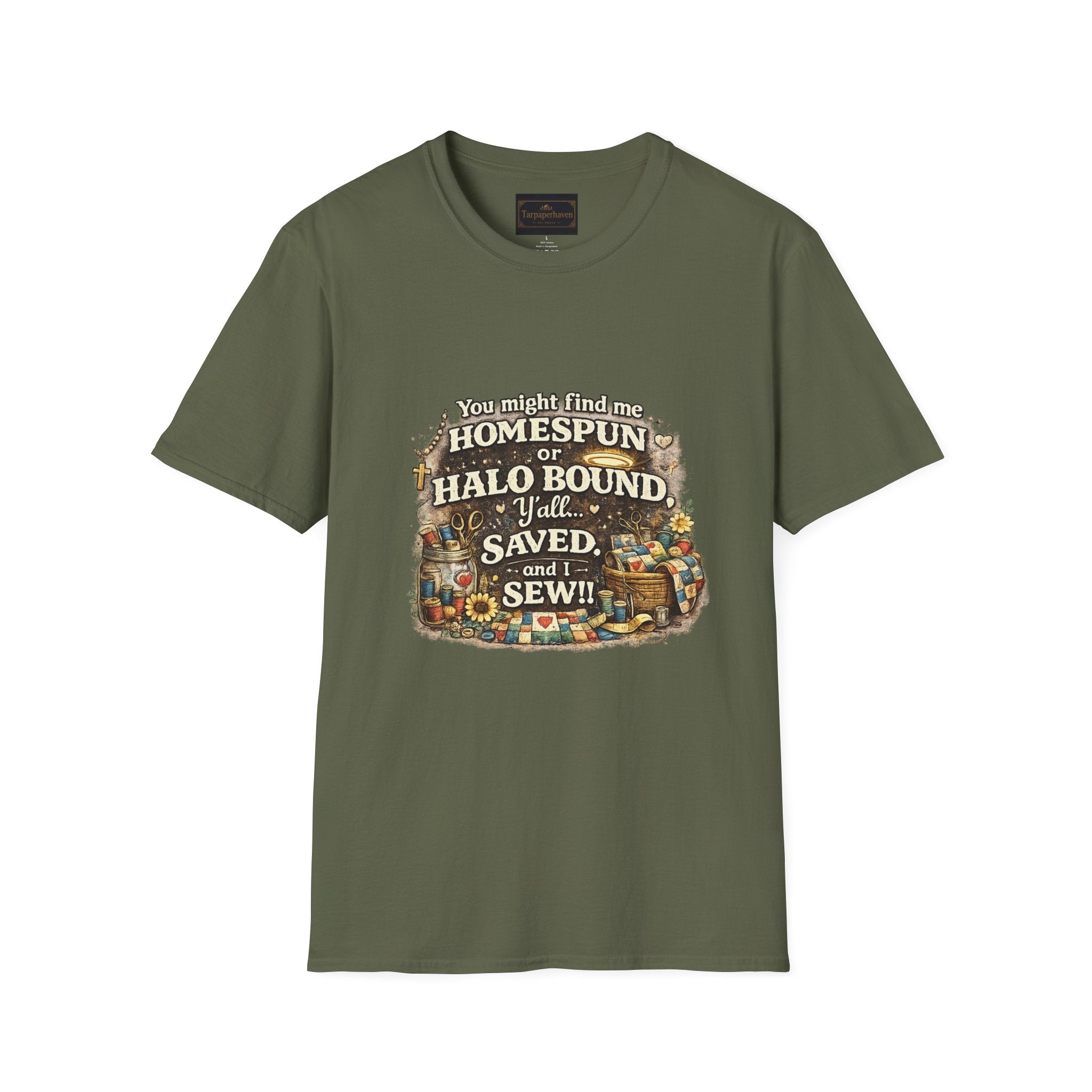 Homespun or Halo Bound Y'all Saved Sew T-Shirt