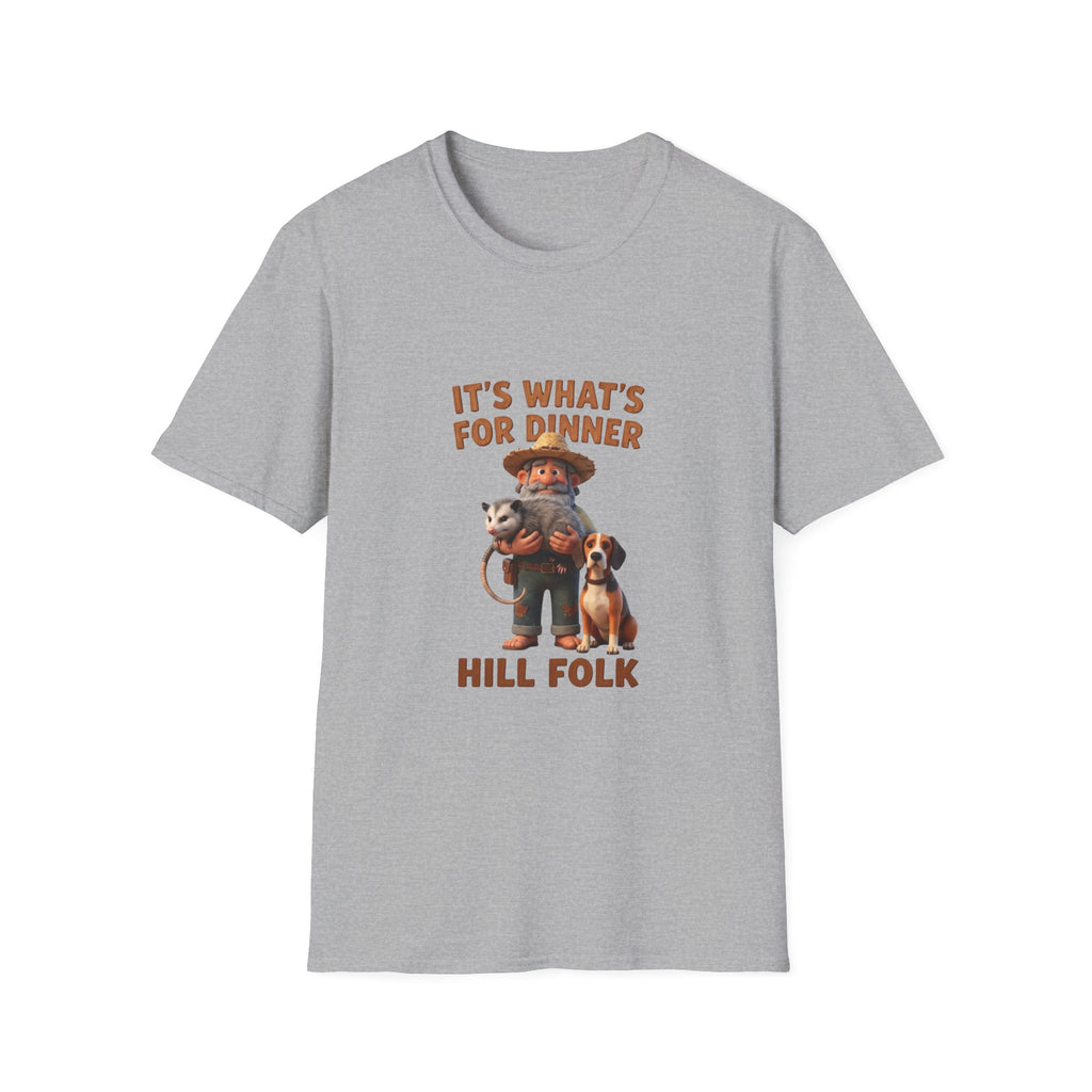 T-Shirt — 'It's What's For Dinner, Hill Folk' Rustic Hunter Graphic Tee