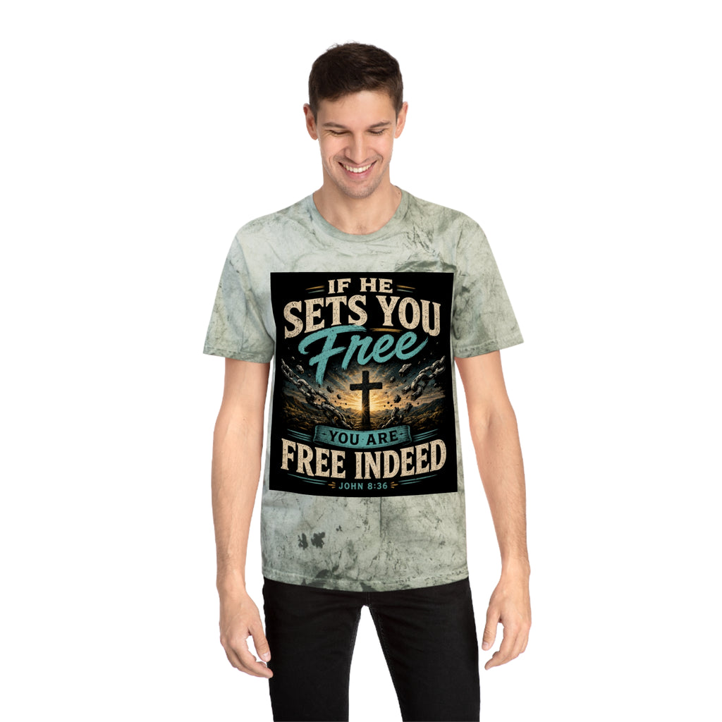 Christian Freedom Tee — "If He Sets You Free" Scripture T-Shirt
