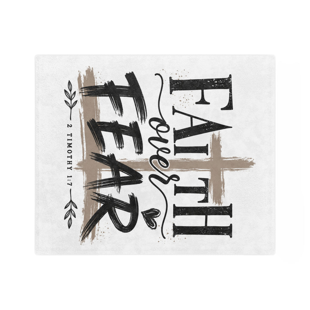 Faith Over Fear Velveteen Blanket — Christian Inspirational Throw (2 Timothy 1:7)