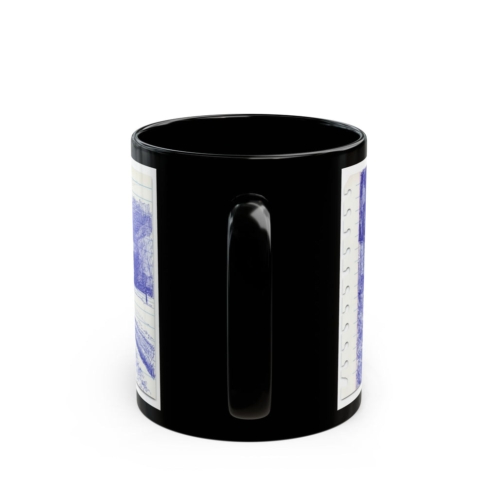 Scenic Appalachian  , Monroe  County OhioBlue Pen Sketch Black Coffee Mug (11oz, 15oz)