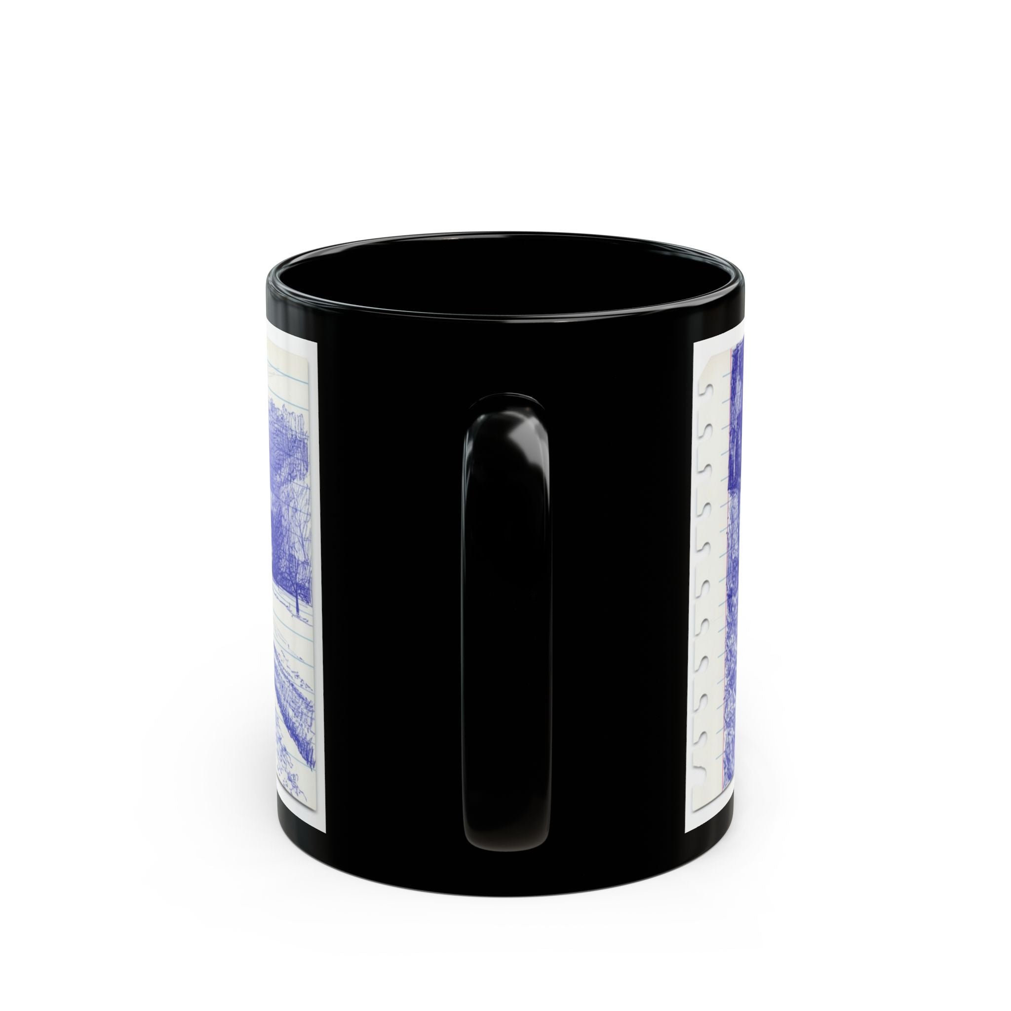 Scenic Appalachian  , Monroe  County OhioBlue Pen Sketch Black Coffee Mug (11oz, 15oz)