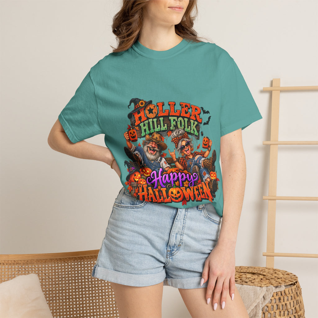 Halloween Holler Hill Folk T-Shirt — "Happy Halloween" Vintage Horror Design