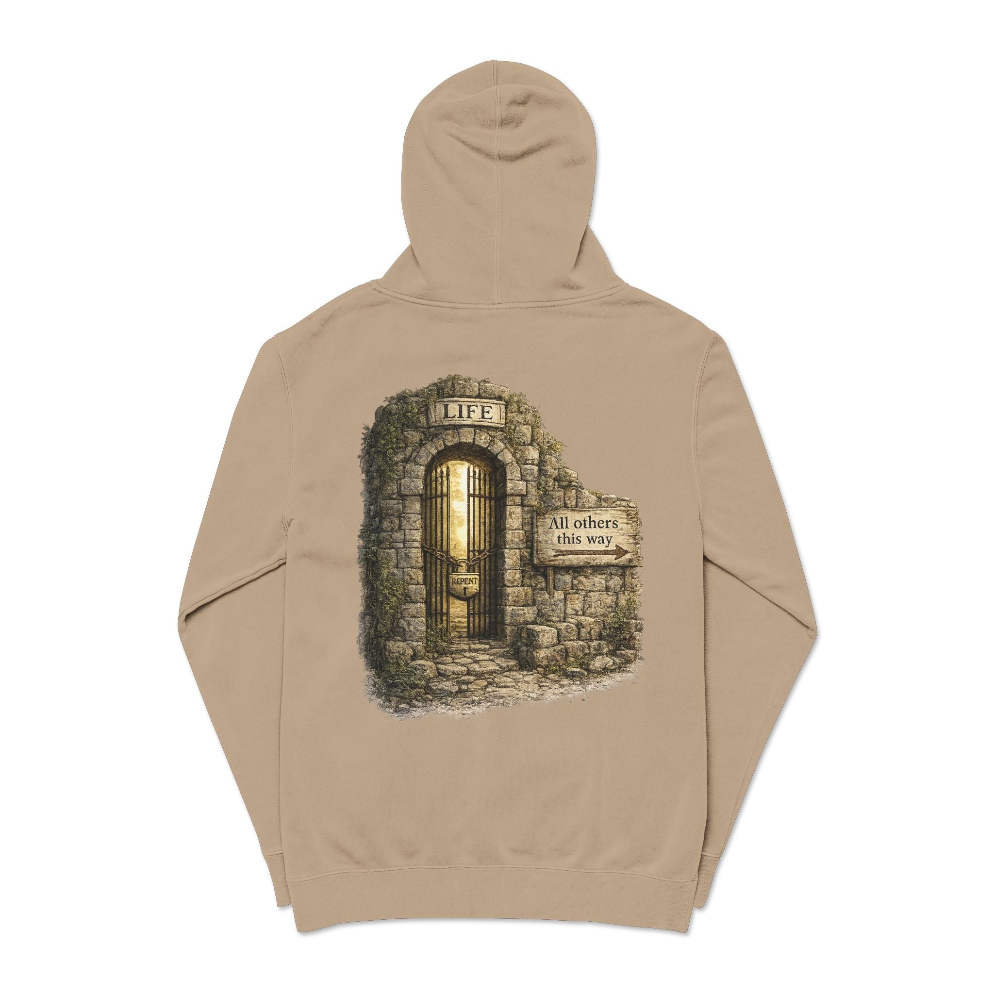Faith Over Fear Hoodie — 'The Narrow Path Vintage Graphic Pigment-Dyed Hoodie