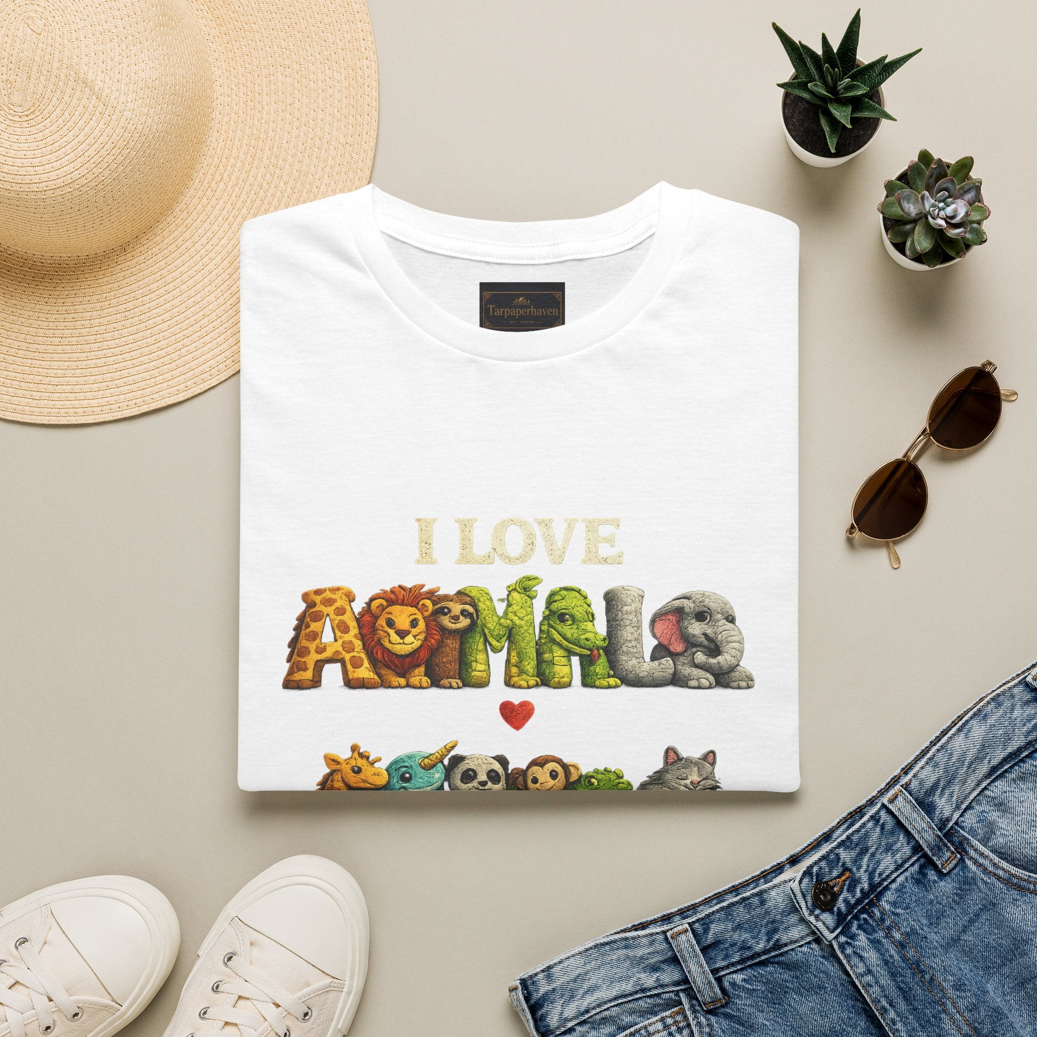 "I Love Animals" Cute Wildlife Graphic Tee