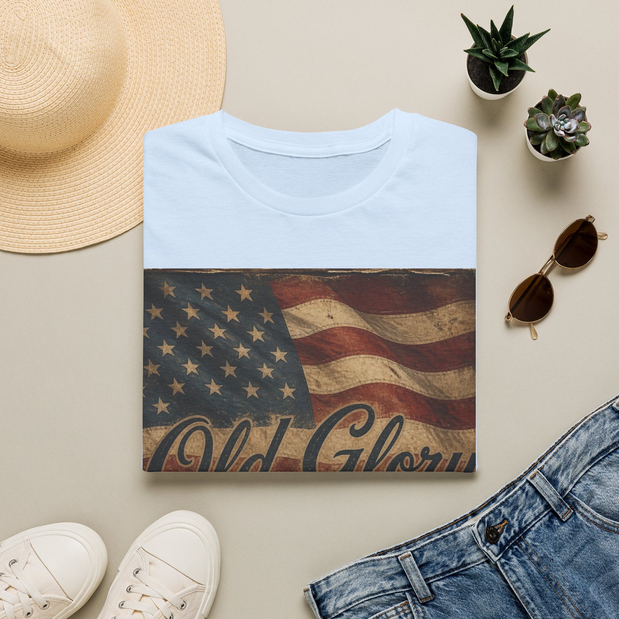 Old Glory Flag T-Shirt — 1776-2026 Vintage American Patriot Tee