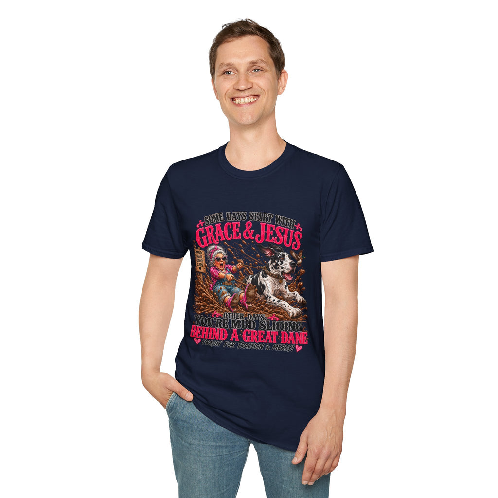 Great Dane Christian Mud Slide  Funny Graphic Tee
