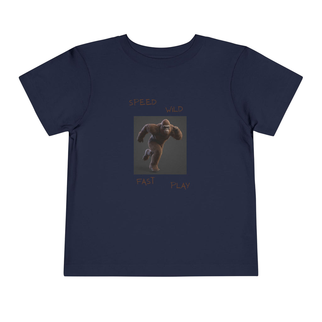Toddler Tee — 'Speed Wild Fast Play' Running SasquatchGraphic
