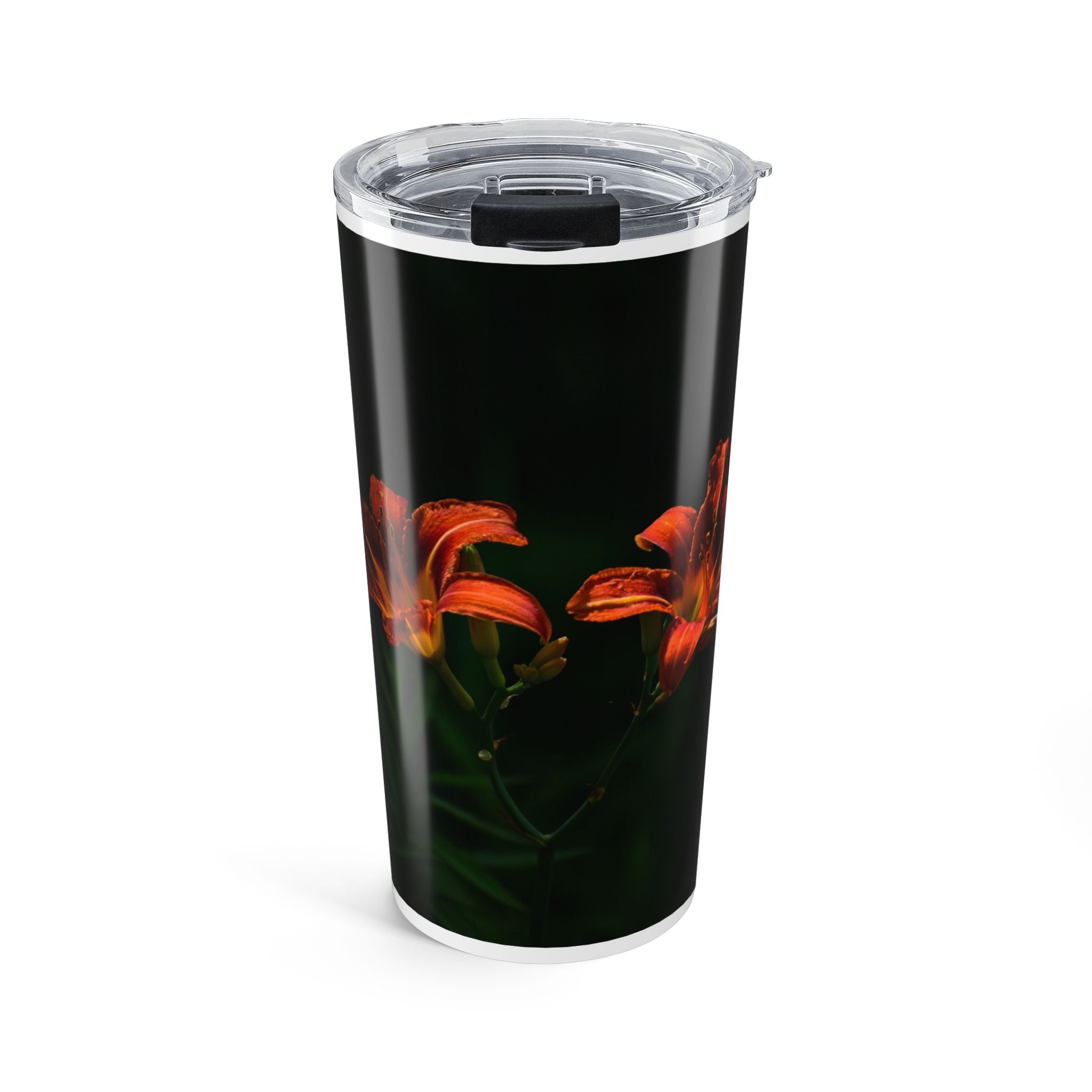 20oz  Tumbler — Dark Lily Flowers Insulated Travel Cup